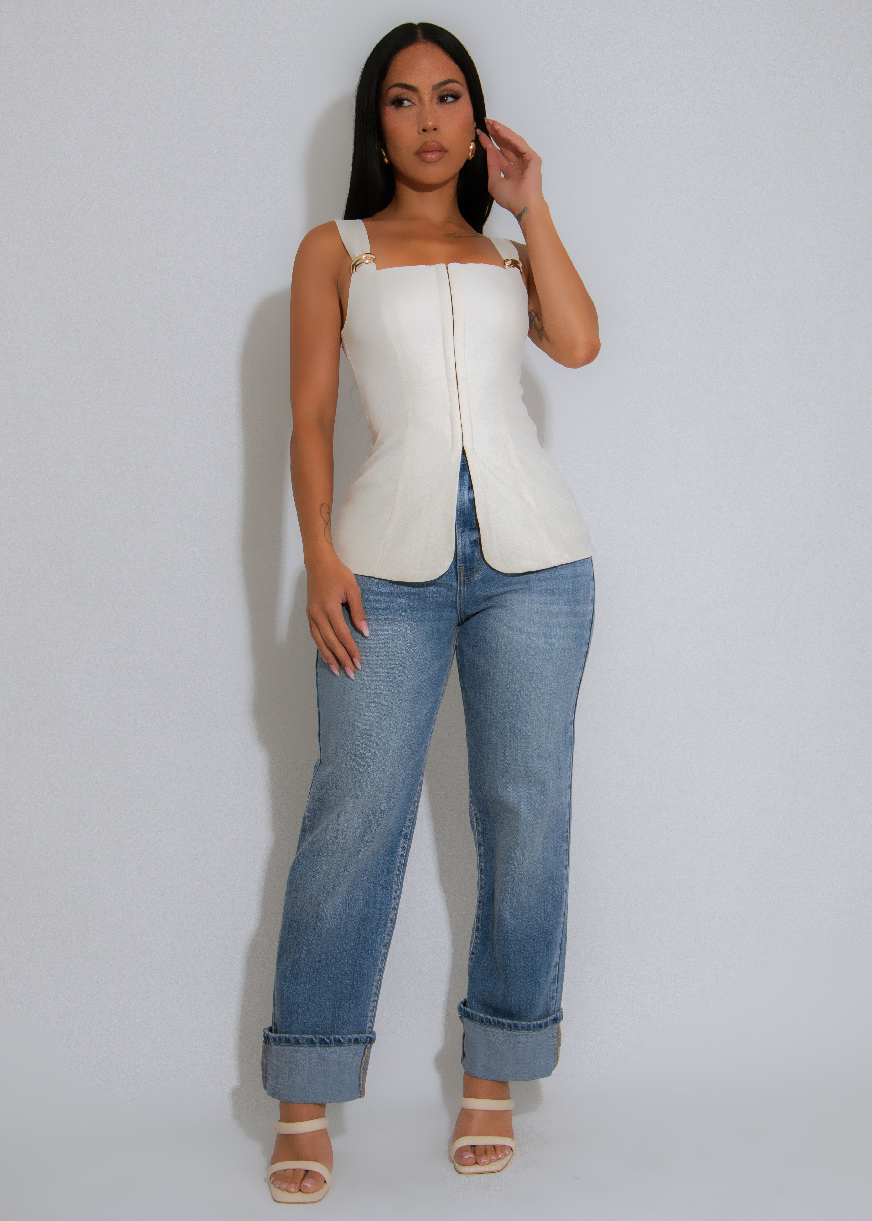 Luxe Link Long Top Nude