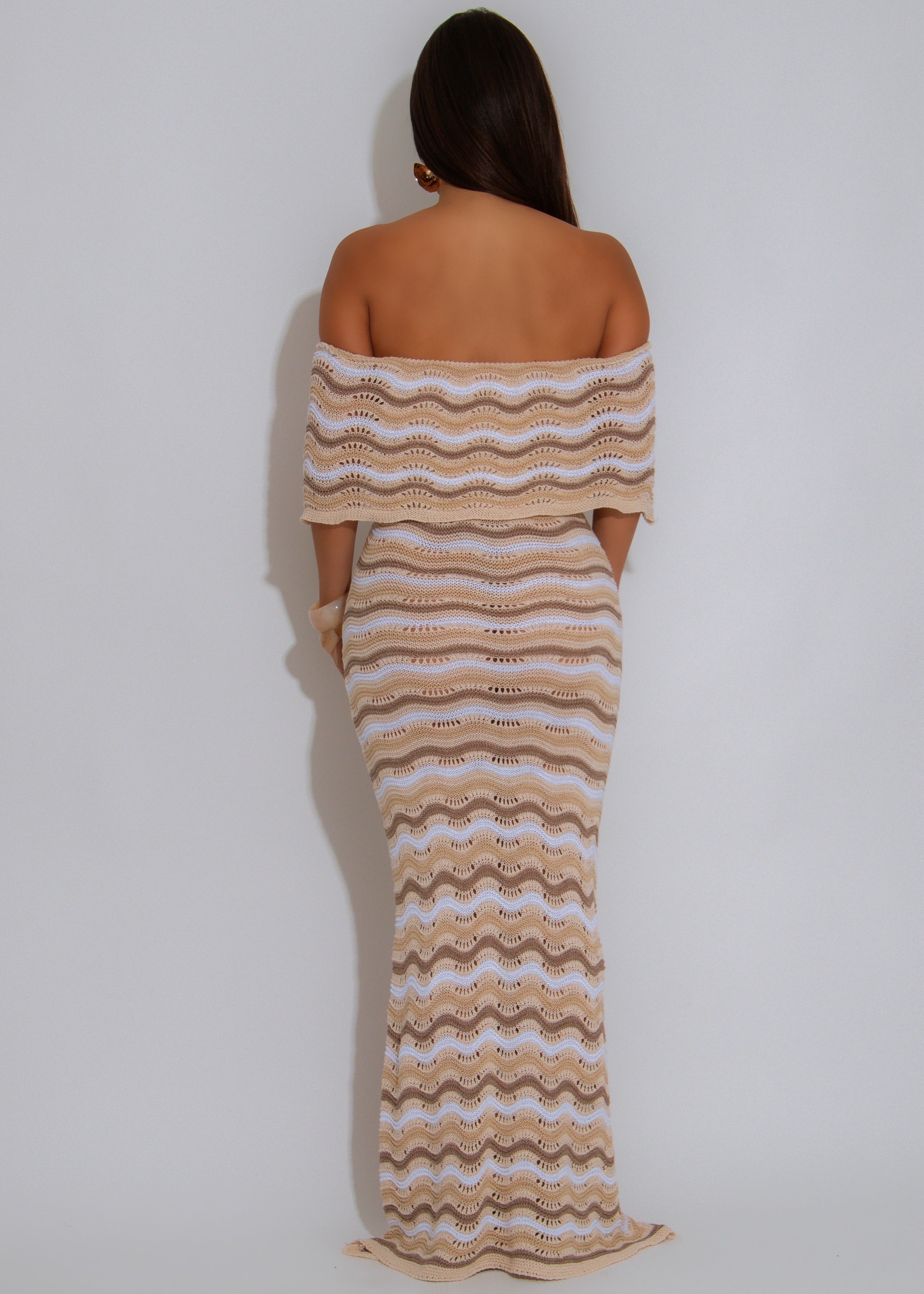 Sunwave Crochet Maxi Dress Nude