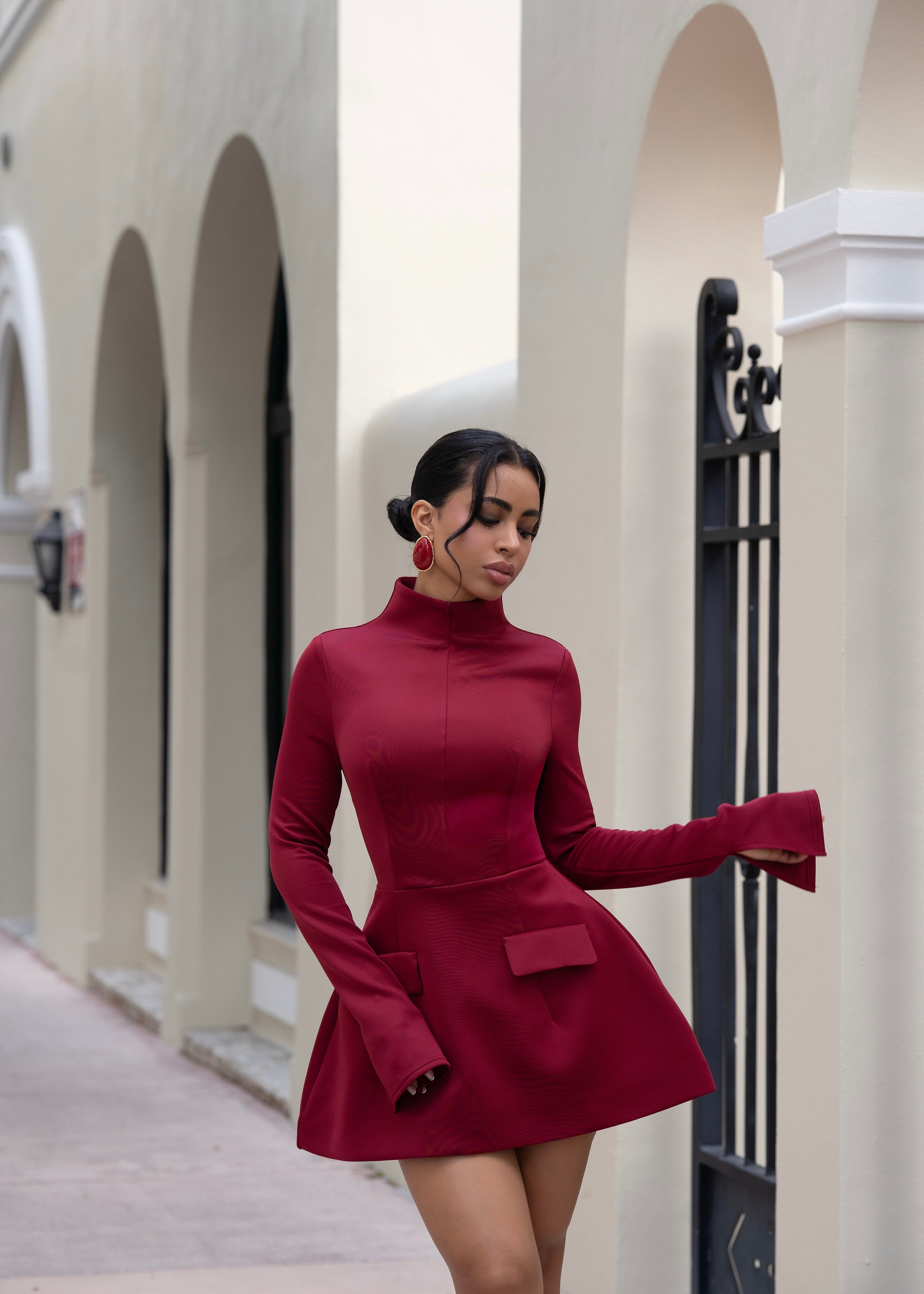 Sculpted Muse Mini Dress Red