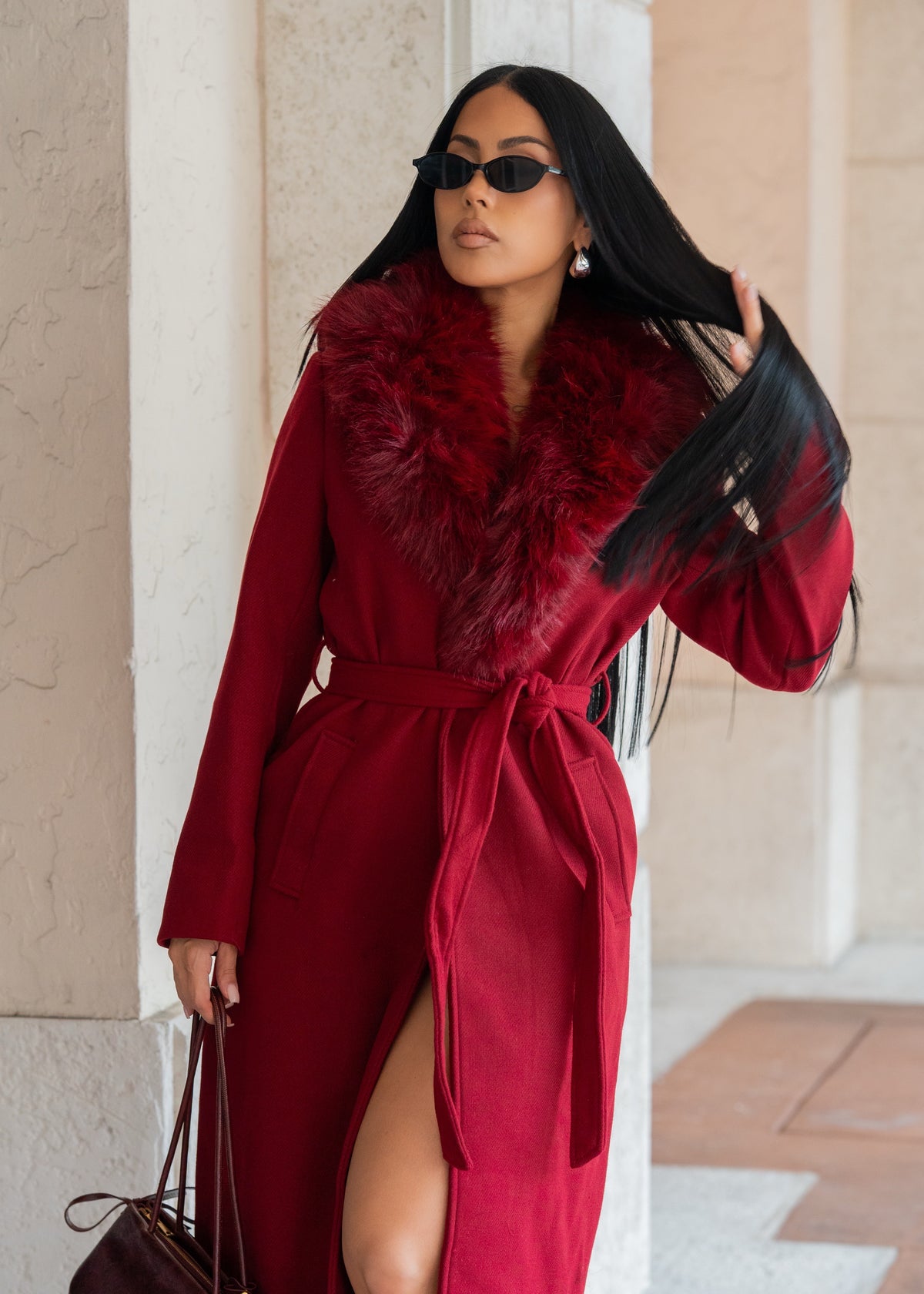Luxury Addiction Faux Fur Coat Red