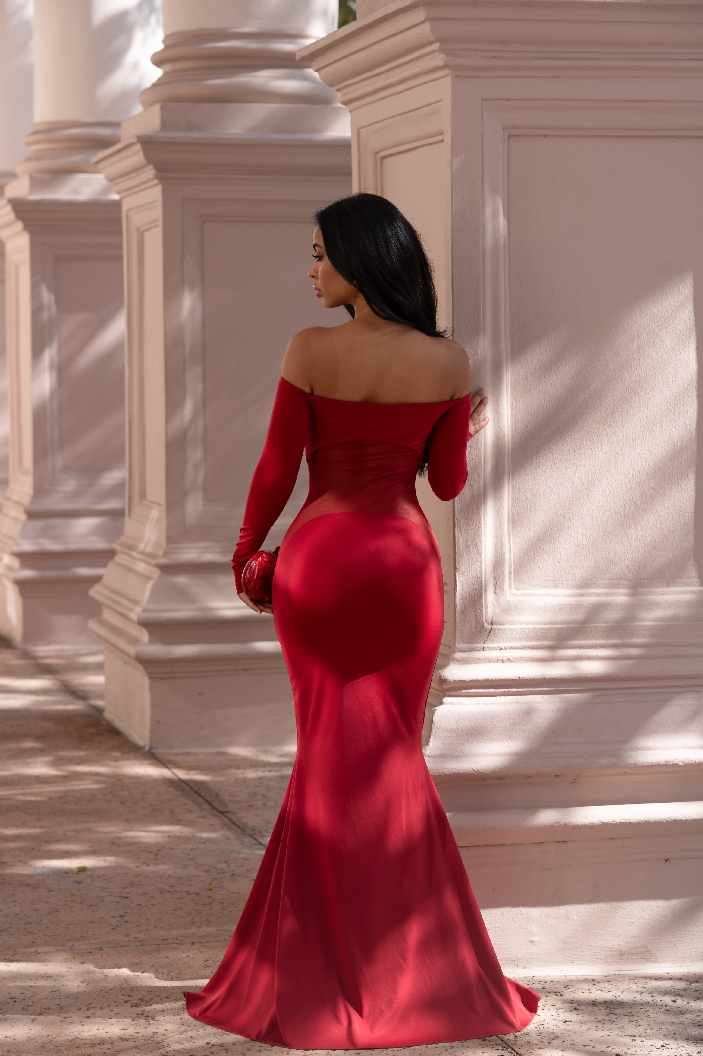 Aura Mesh Maxi Dress Red