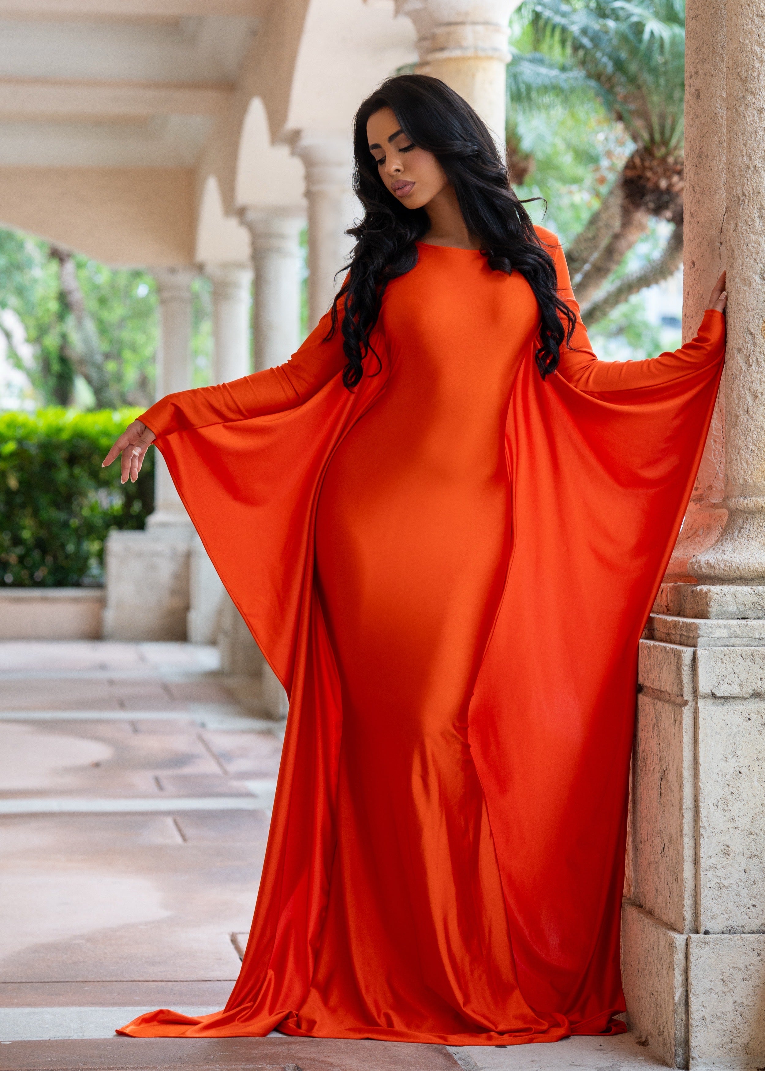 Fluid Elegance Maxi Dress Orange