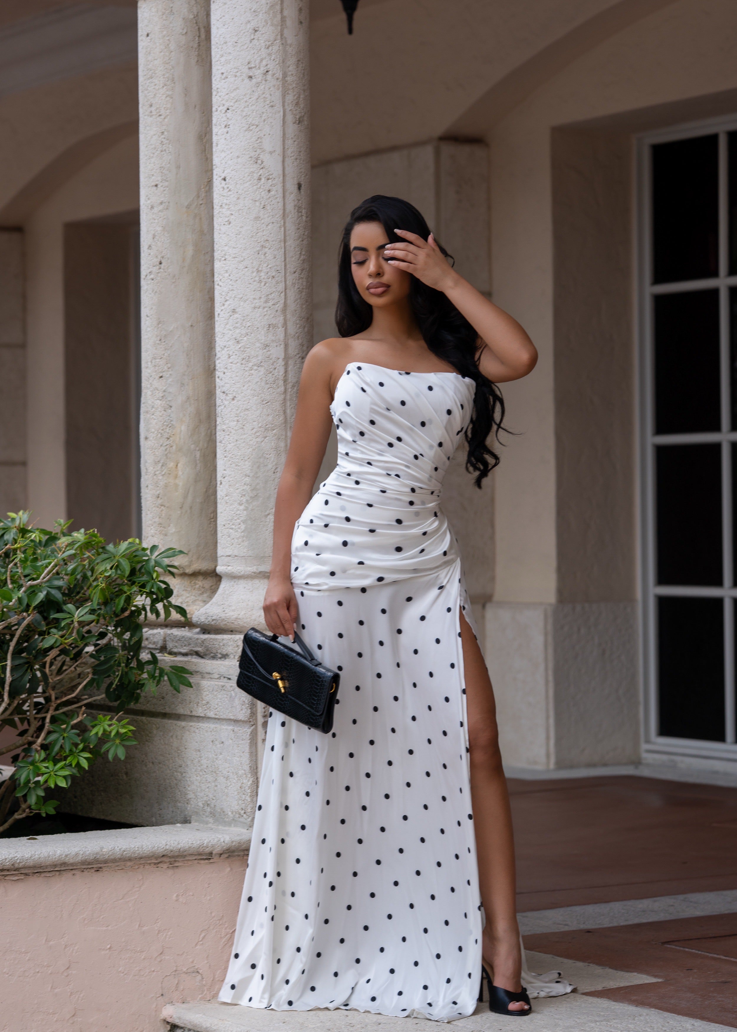 It's My World Satin Ruched Maxi Dress White