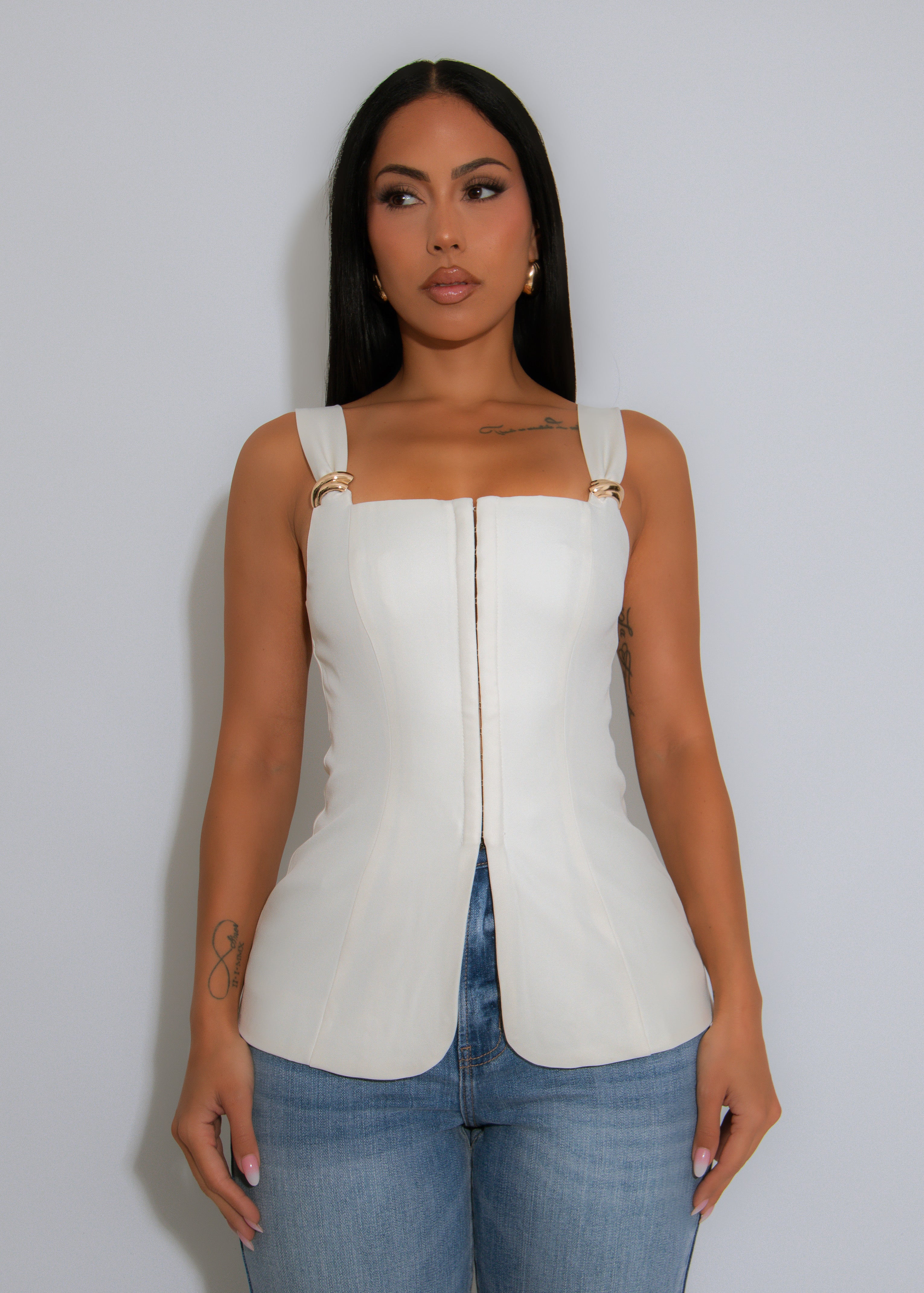 Luxe Link Long Top Nude