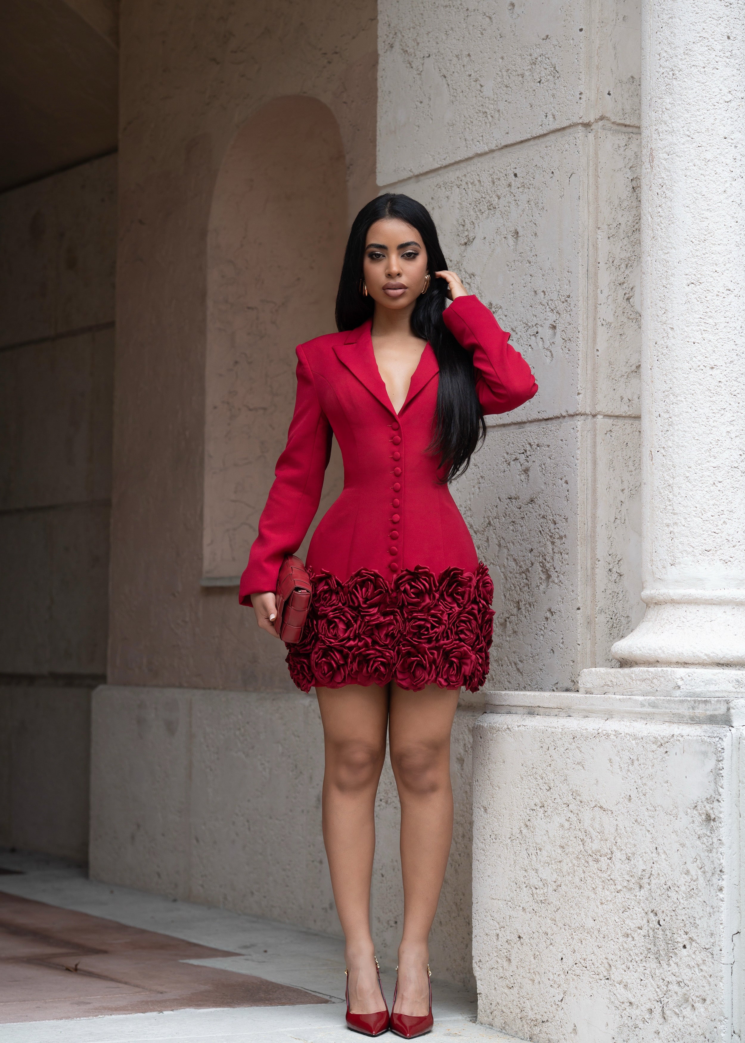Rose Reign Blazer Mini Dress Red