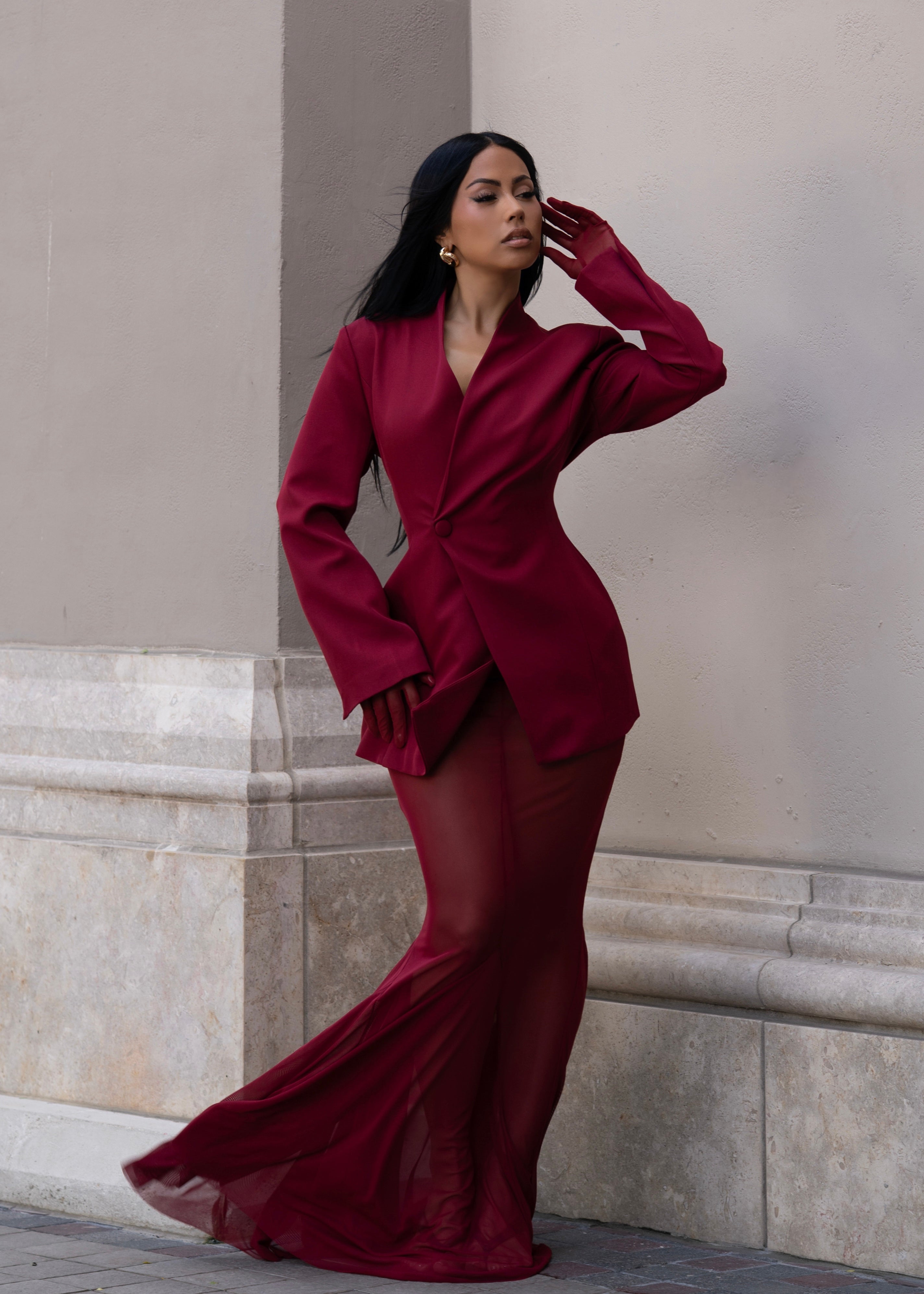 Luxe Layers Mesh Skirt Set Red