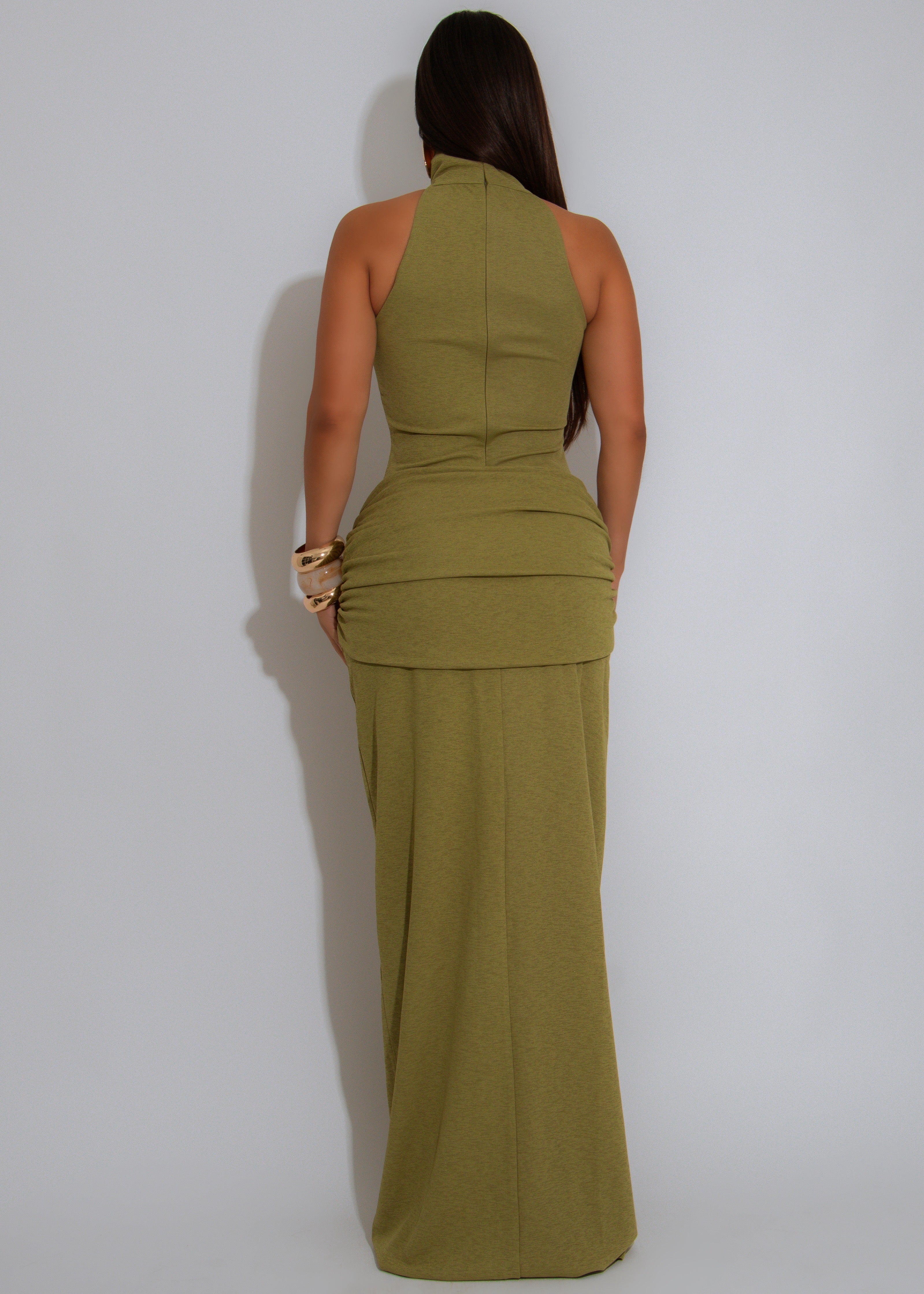 Soft Rhythm Ruched Maxi Dress Green