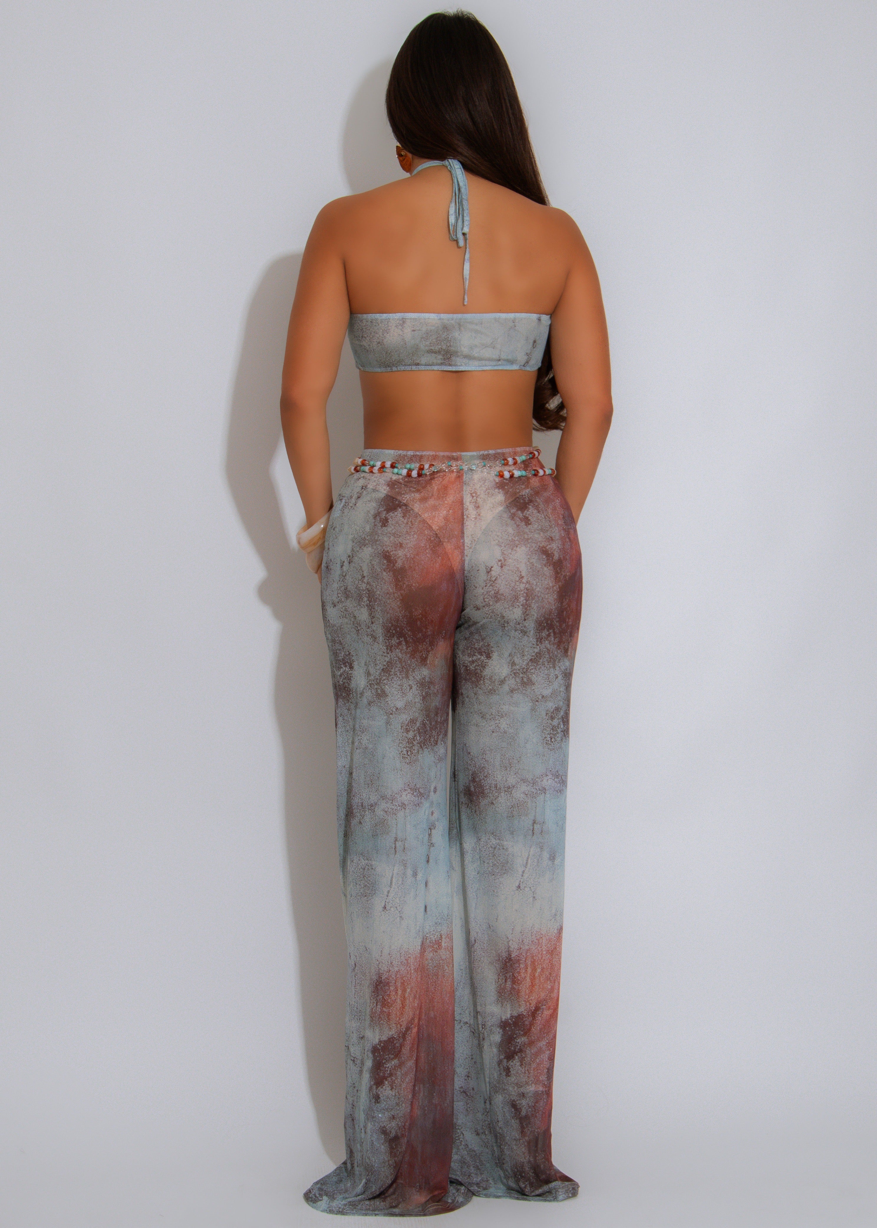 Tidal Muse Mesh Ruched Jumpsuit Blue