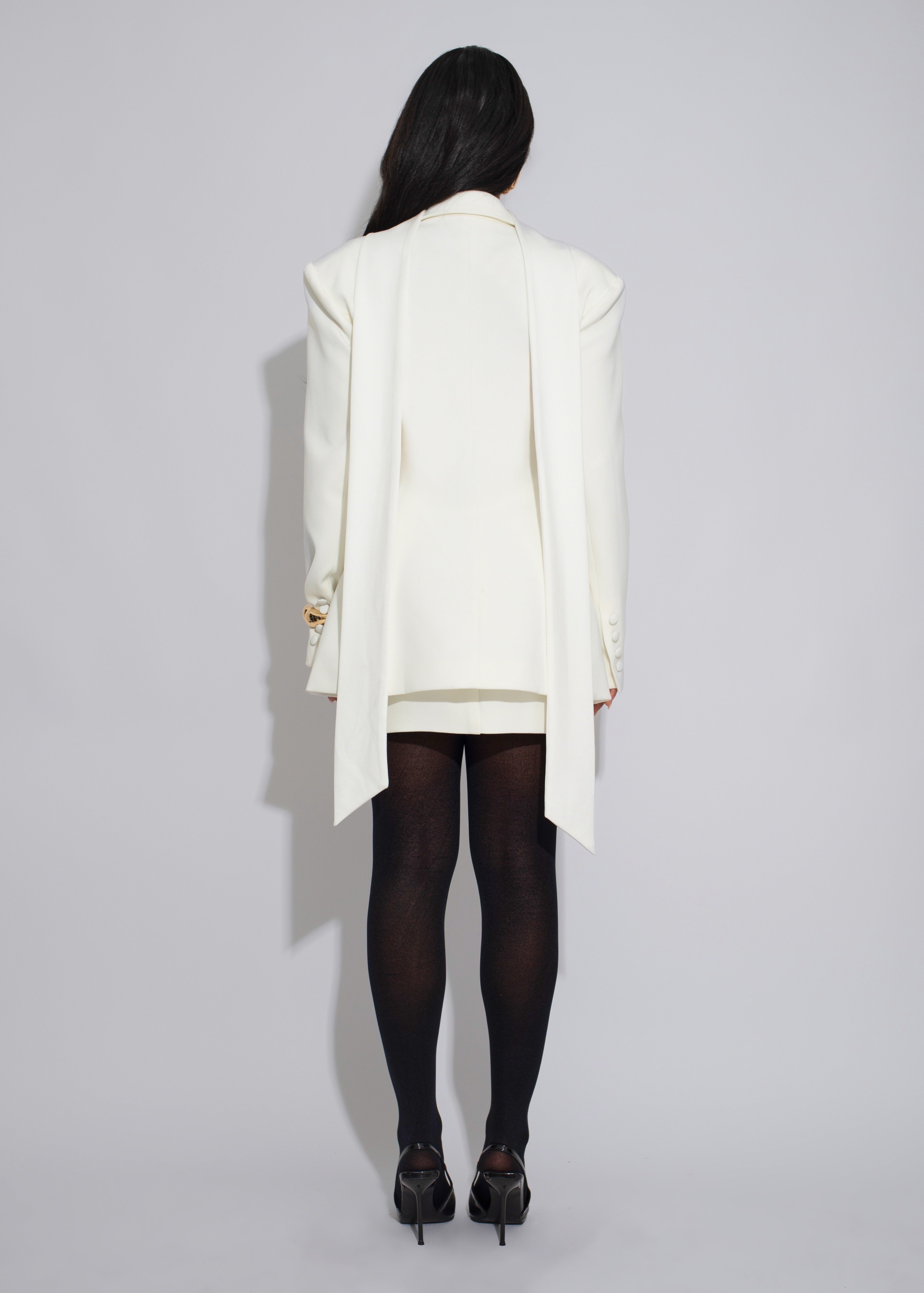 Opulent Structure Skirt Set White