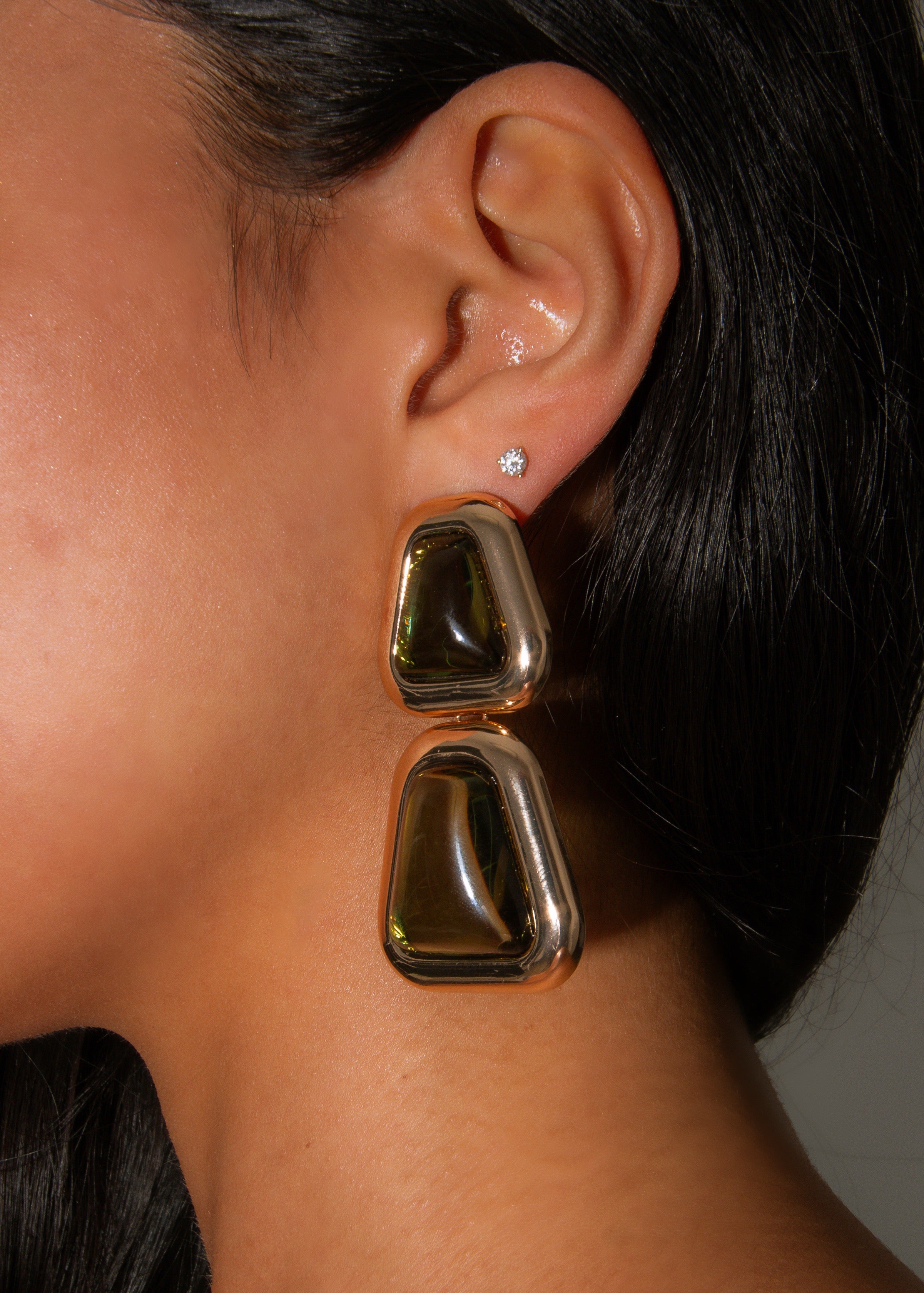 Mirage Gemstone Drops Earrings Green