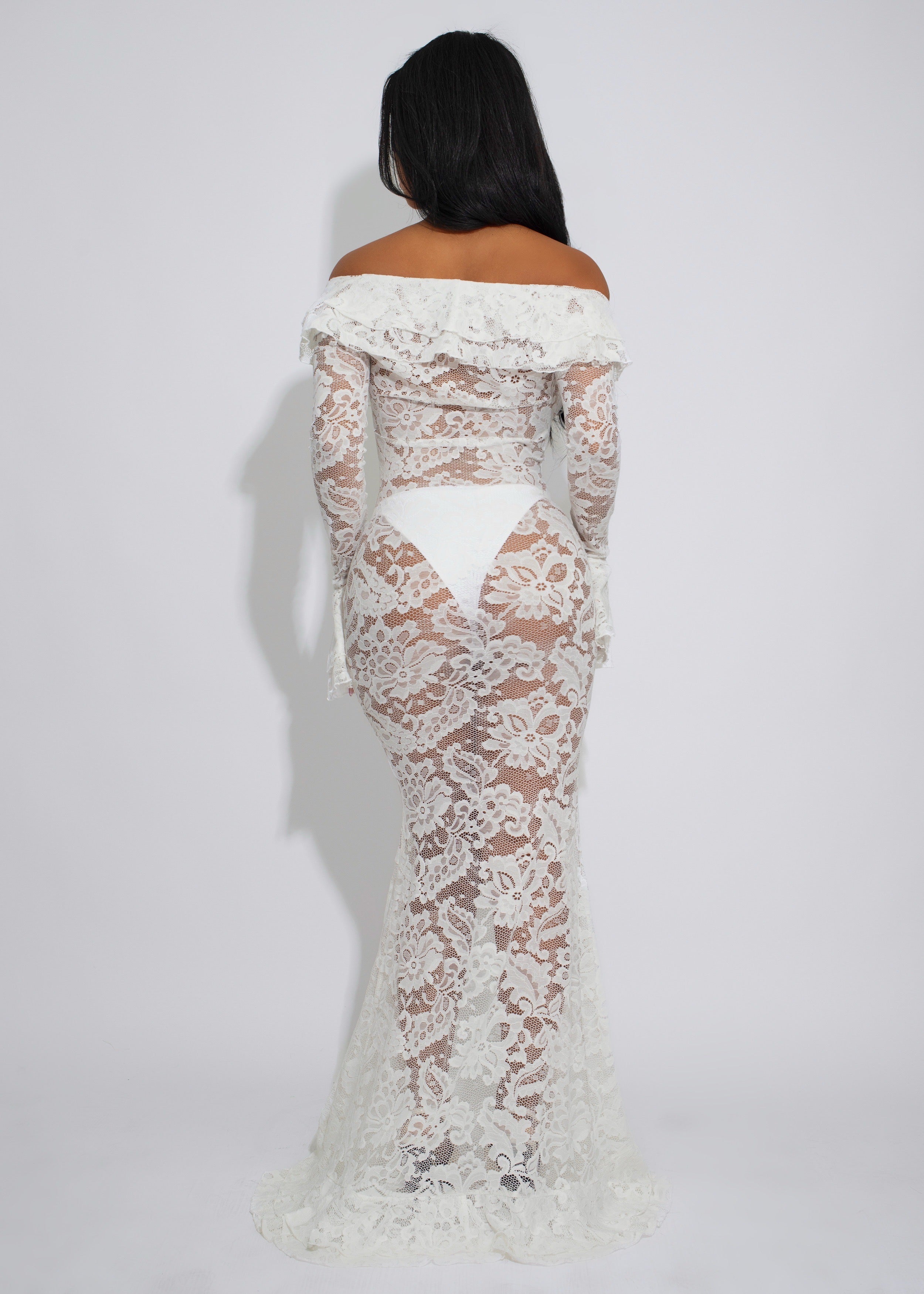 Divine Incantation Floral Lace Maxi Dress White
