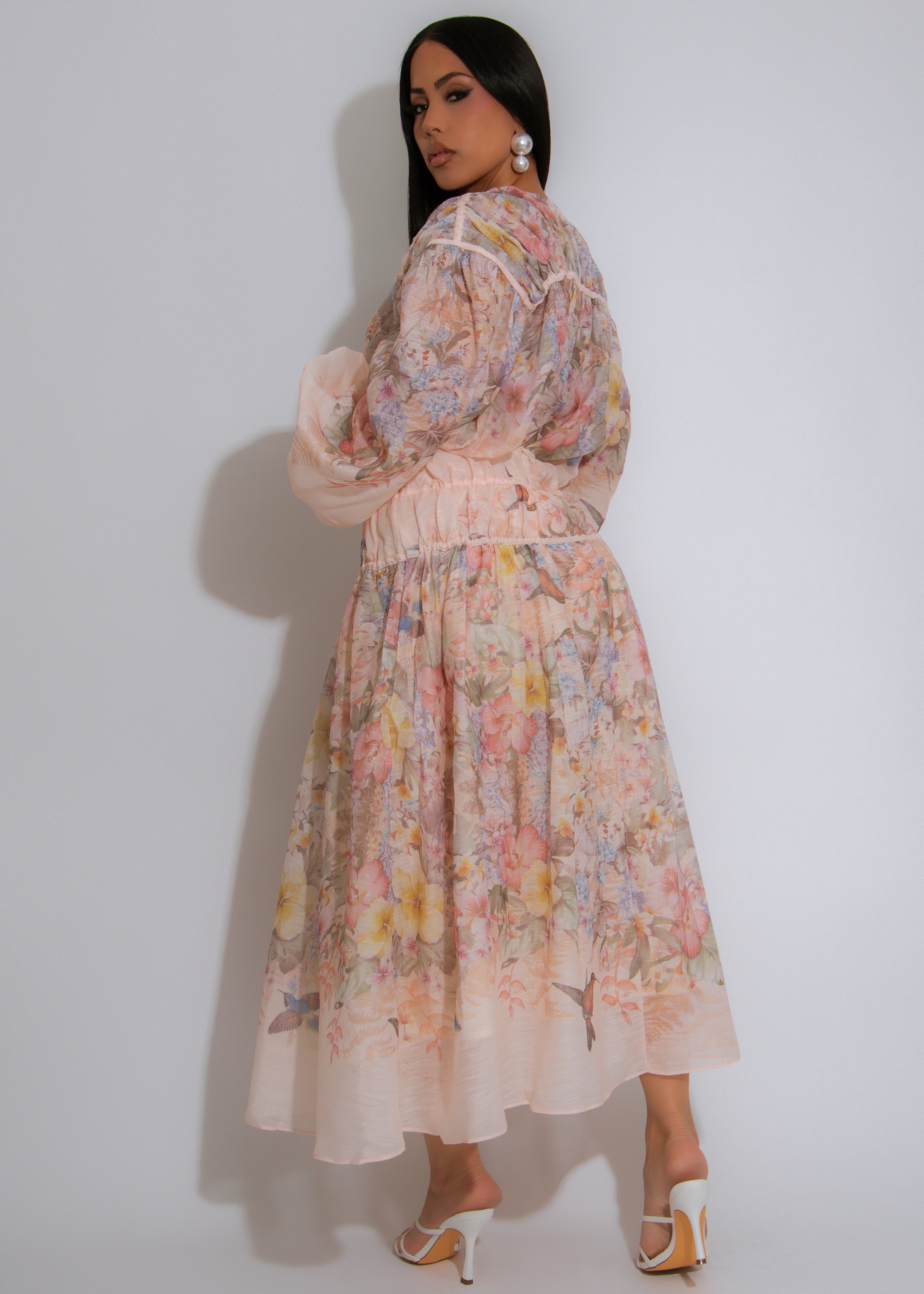 Chasing Daylight Floral Skirt Set Nude