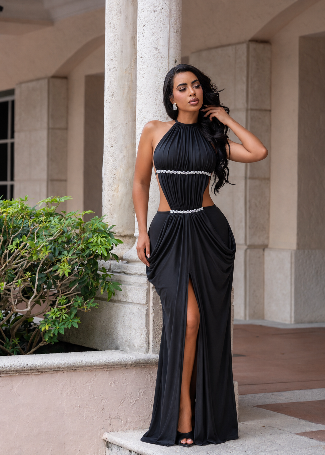 After Hours Affair Ruched Maxi Dress Black