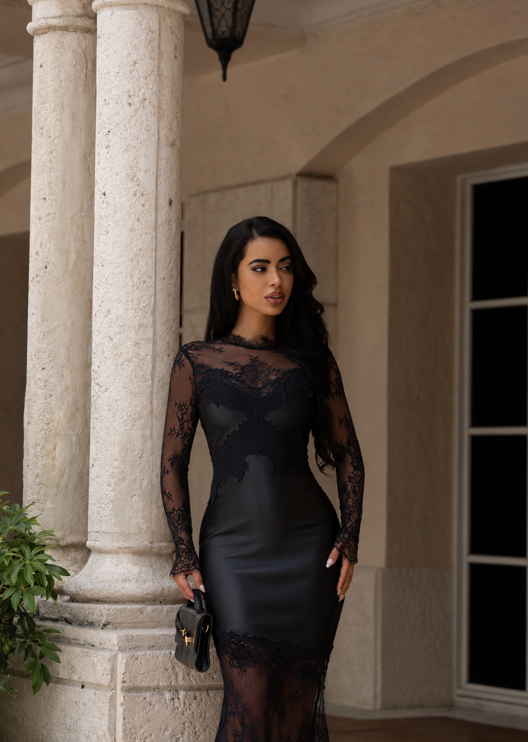 Sweetest Temptation Lace Satin Maxi Dress Black