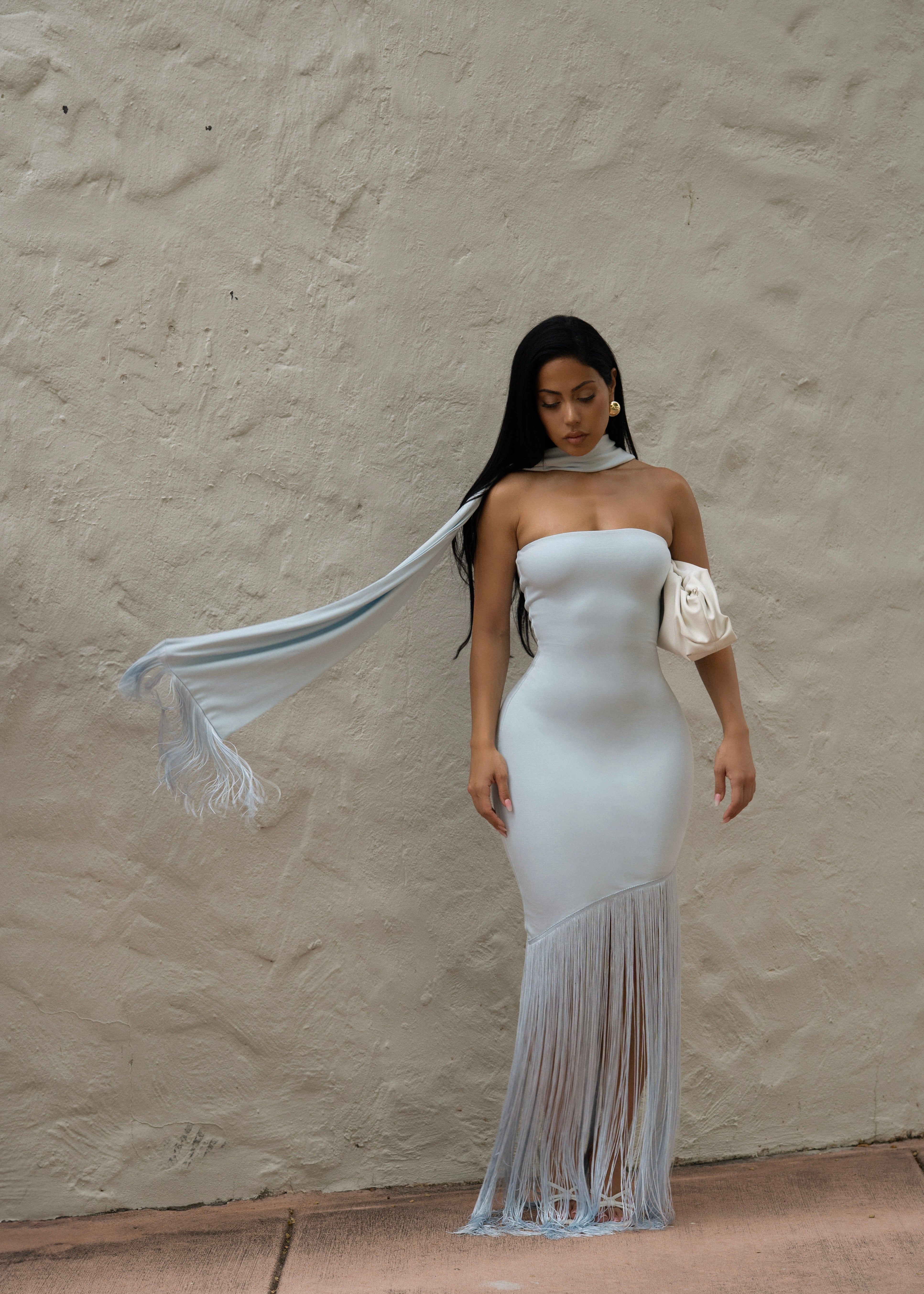 Endless Allure Fringes Maxi Dress Blue