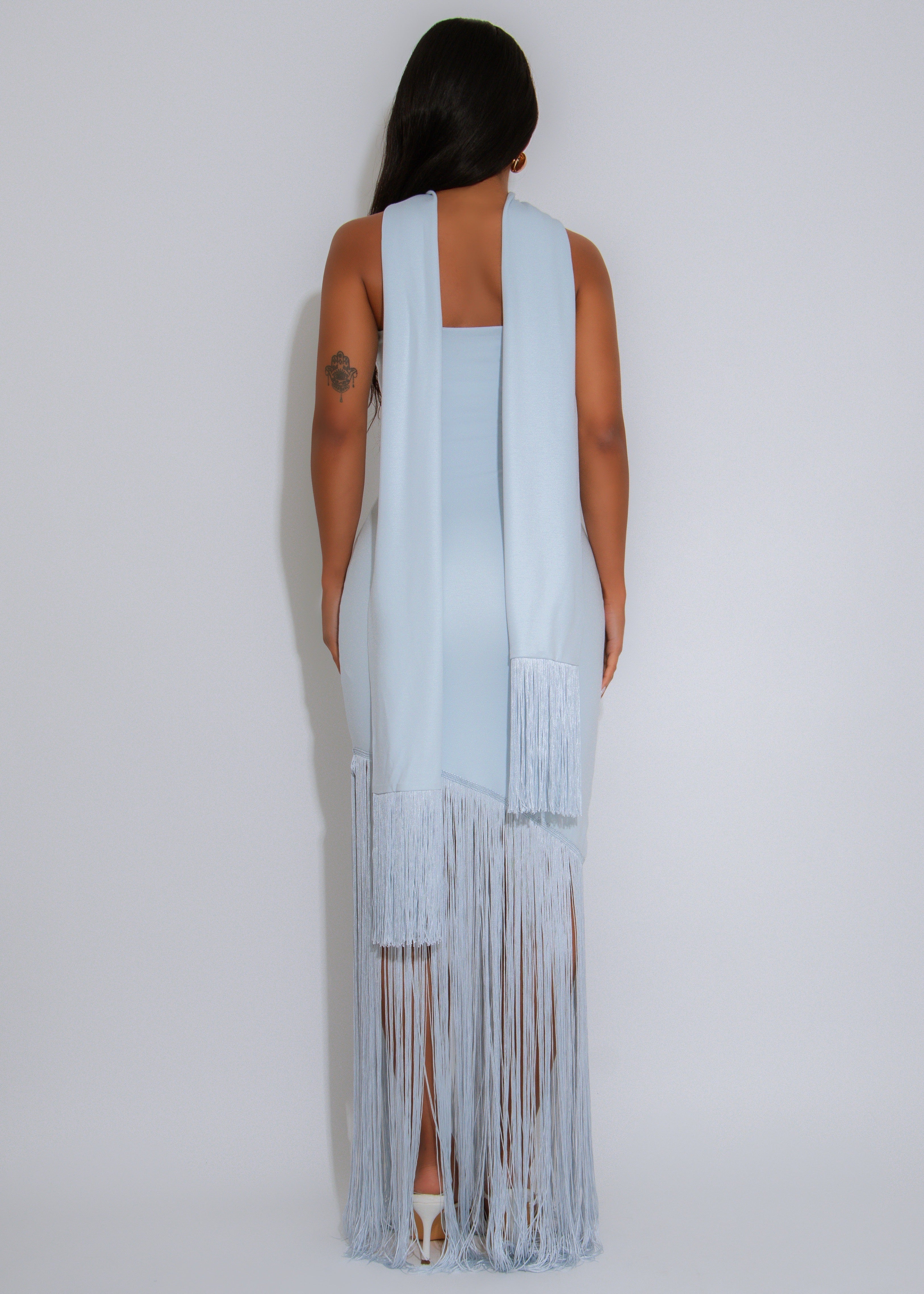 Endless Allure Fringes Maxi Dress Blue