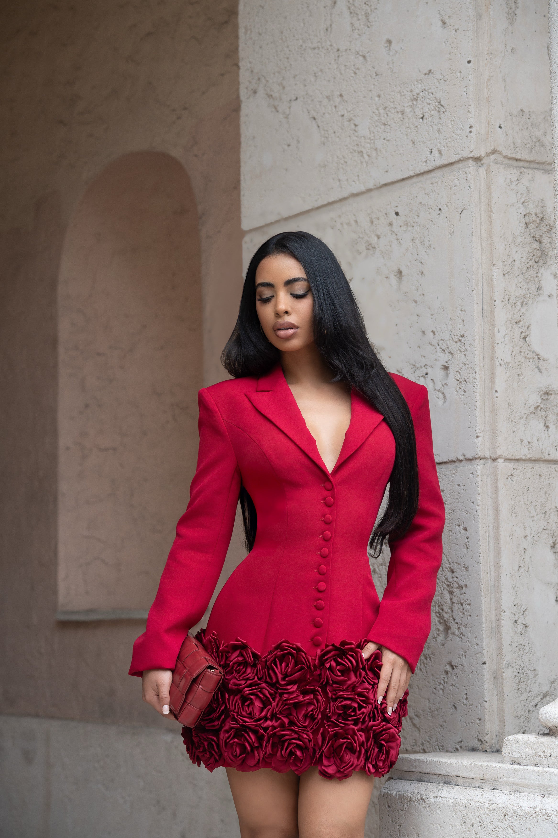 Rose Reign Blazer Mini Dress Red