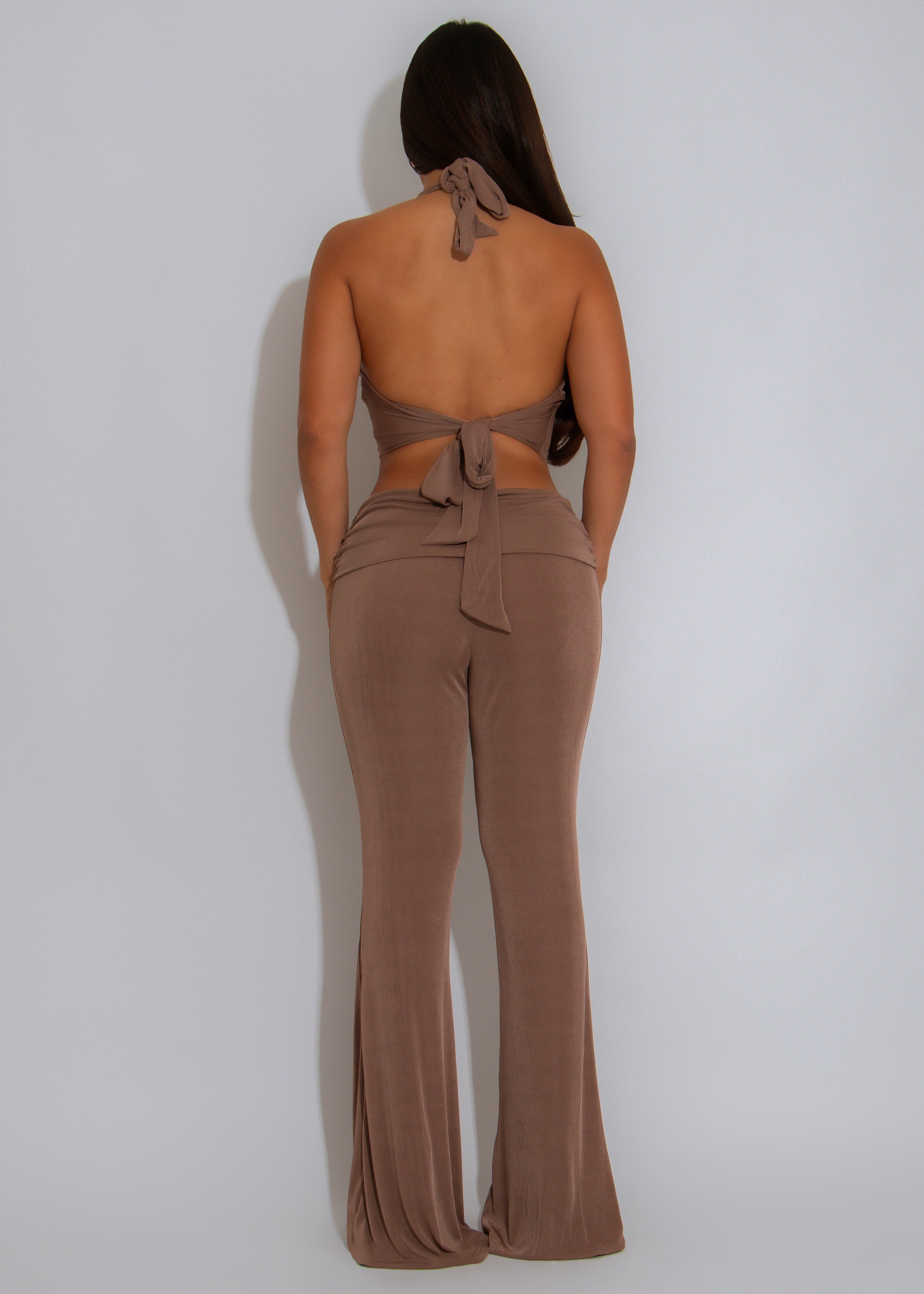 Crush Hour Ruched Pant Set Brown