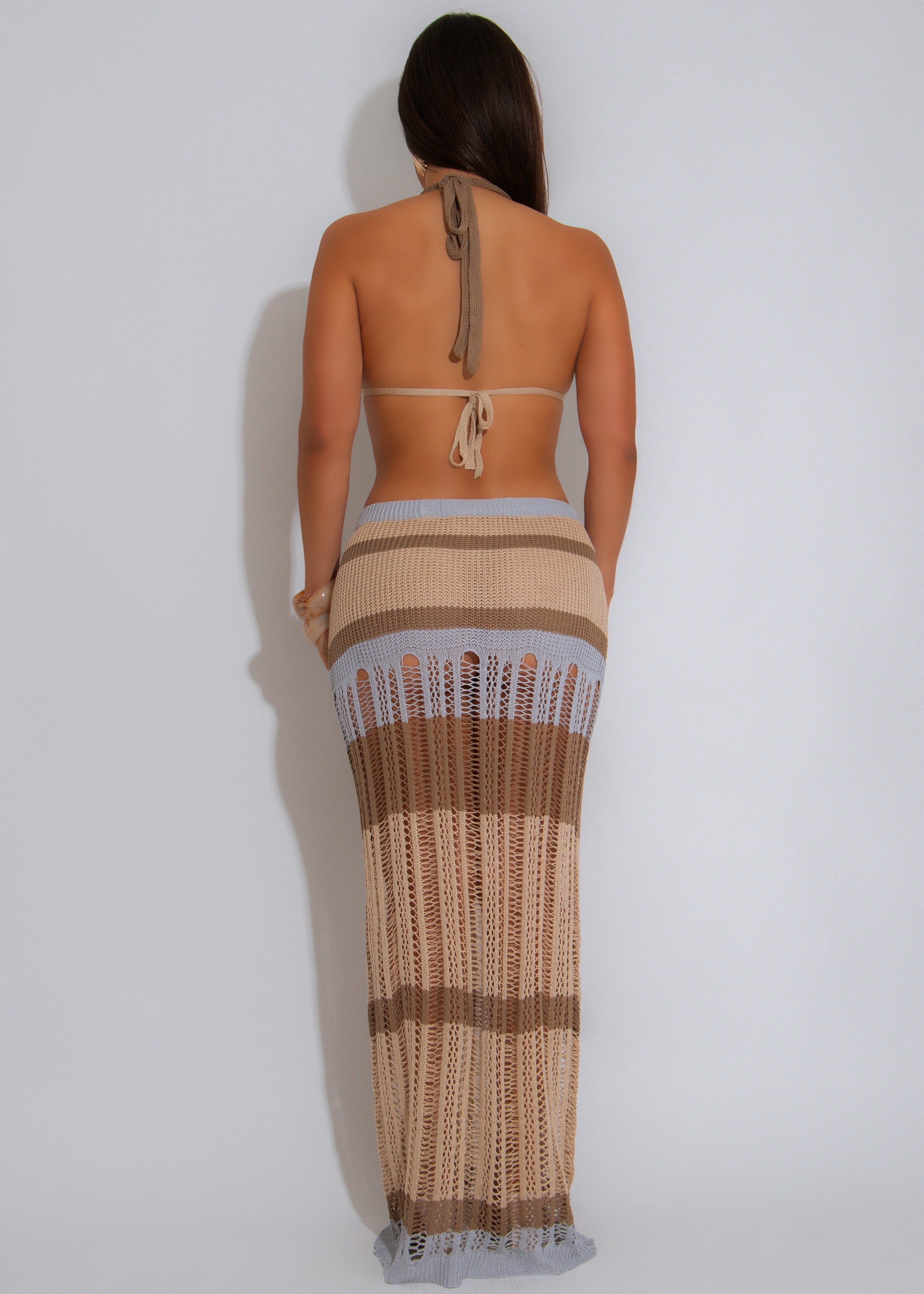 Breezy Intentions Knit Skirt Set Nude