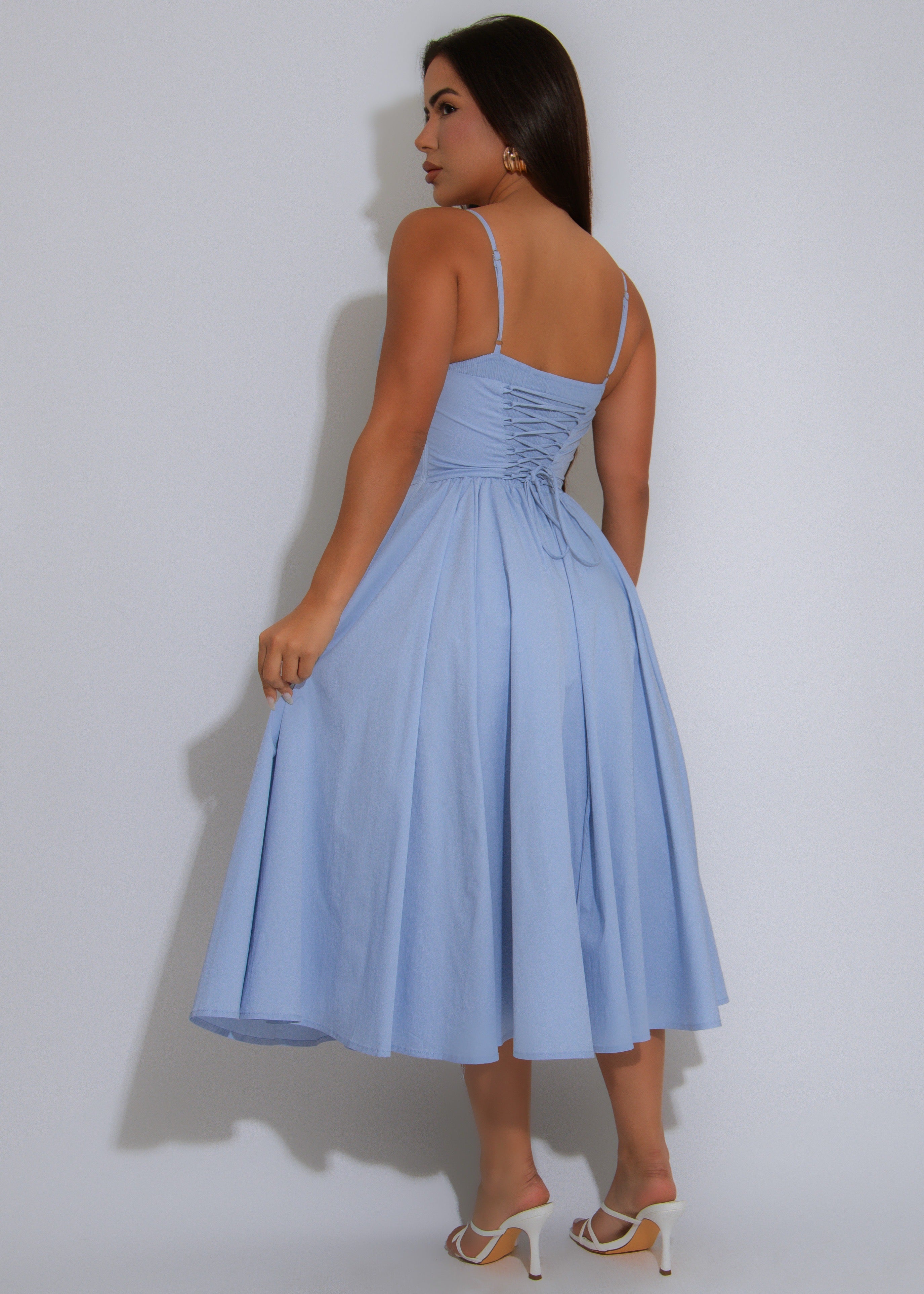 Whisper Skies Midi Dress Blue