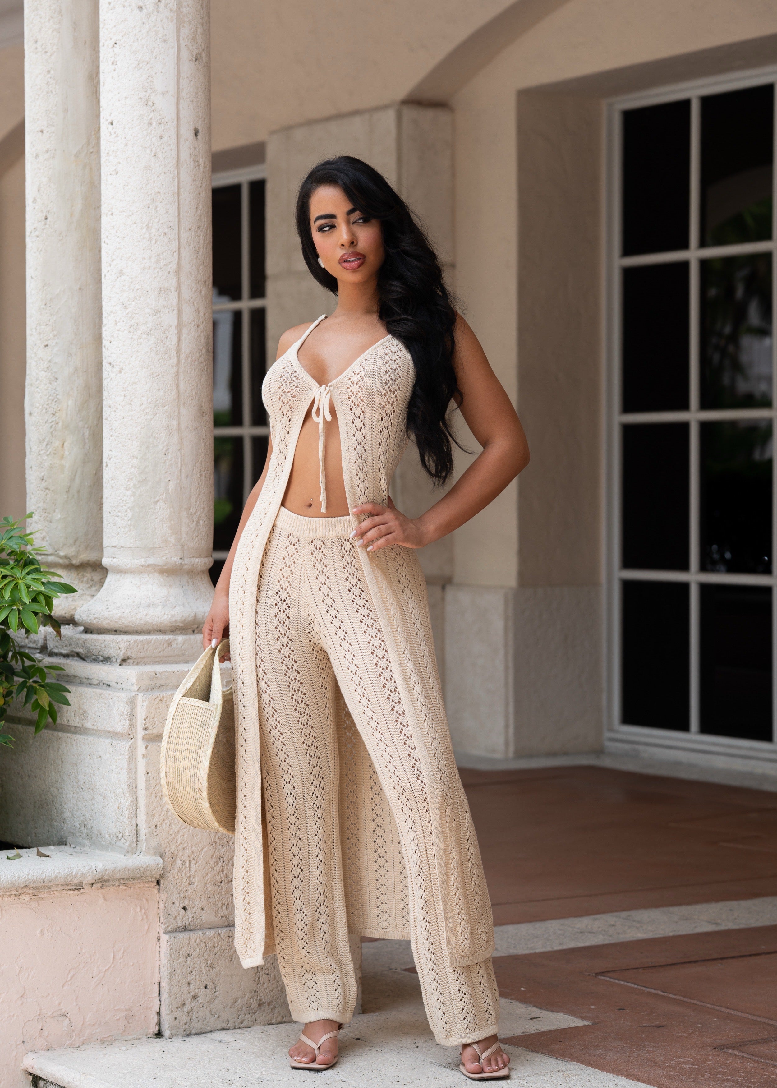 Endless Escape Knit Pant Set Nude