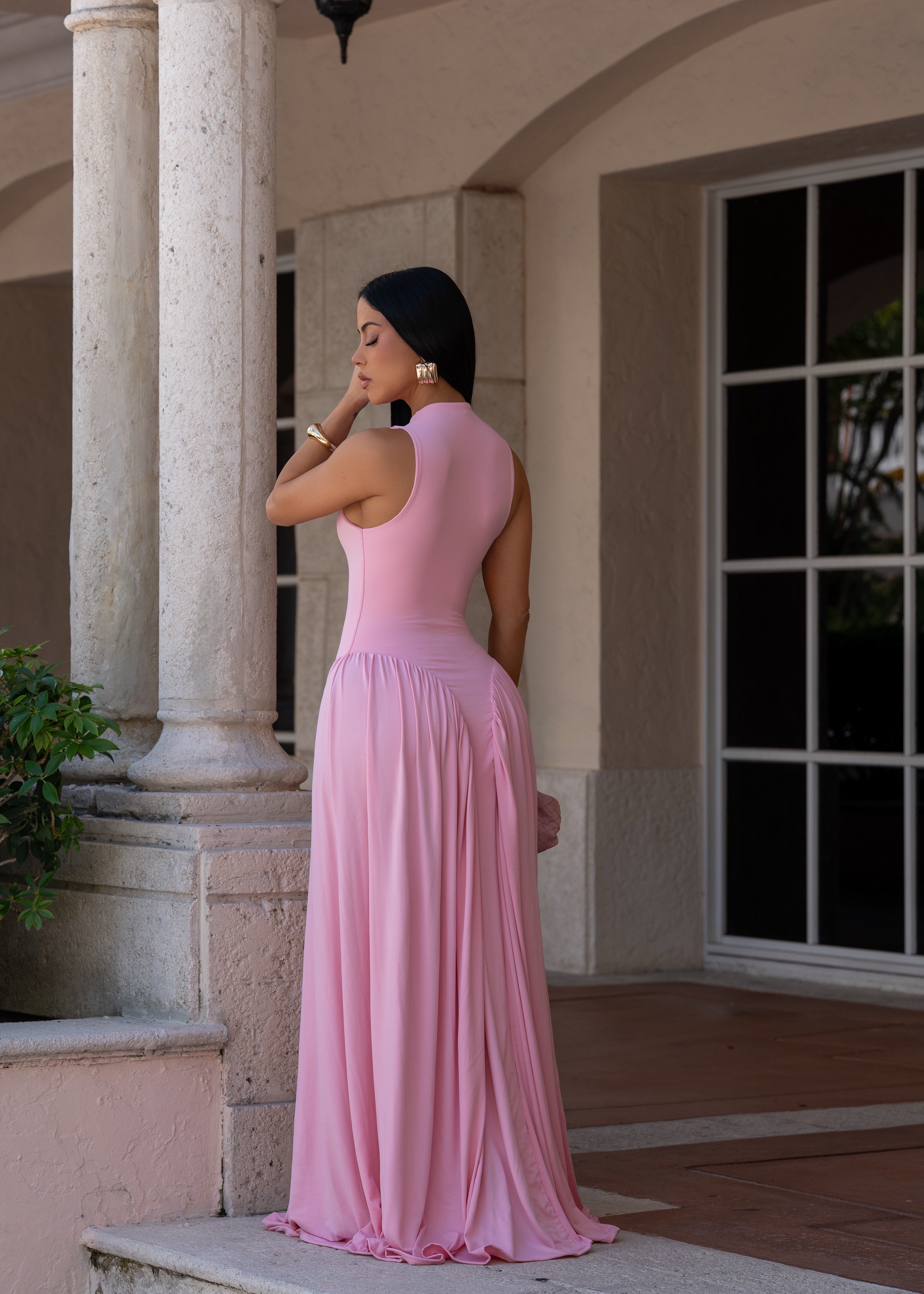 All In Love Ruched Maxi Dress Pink