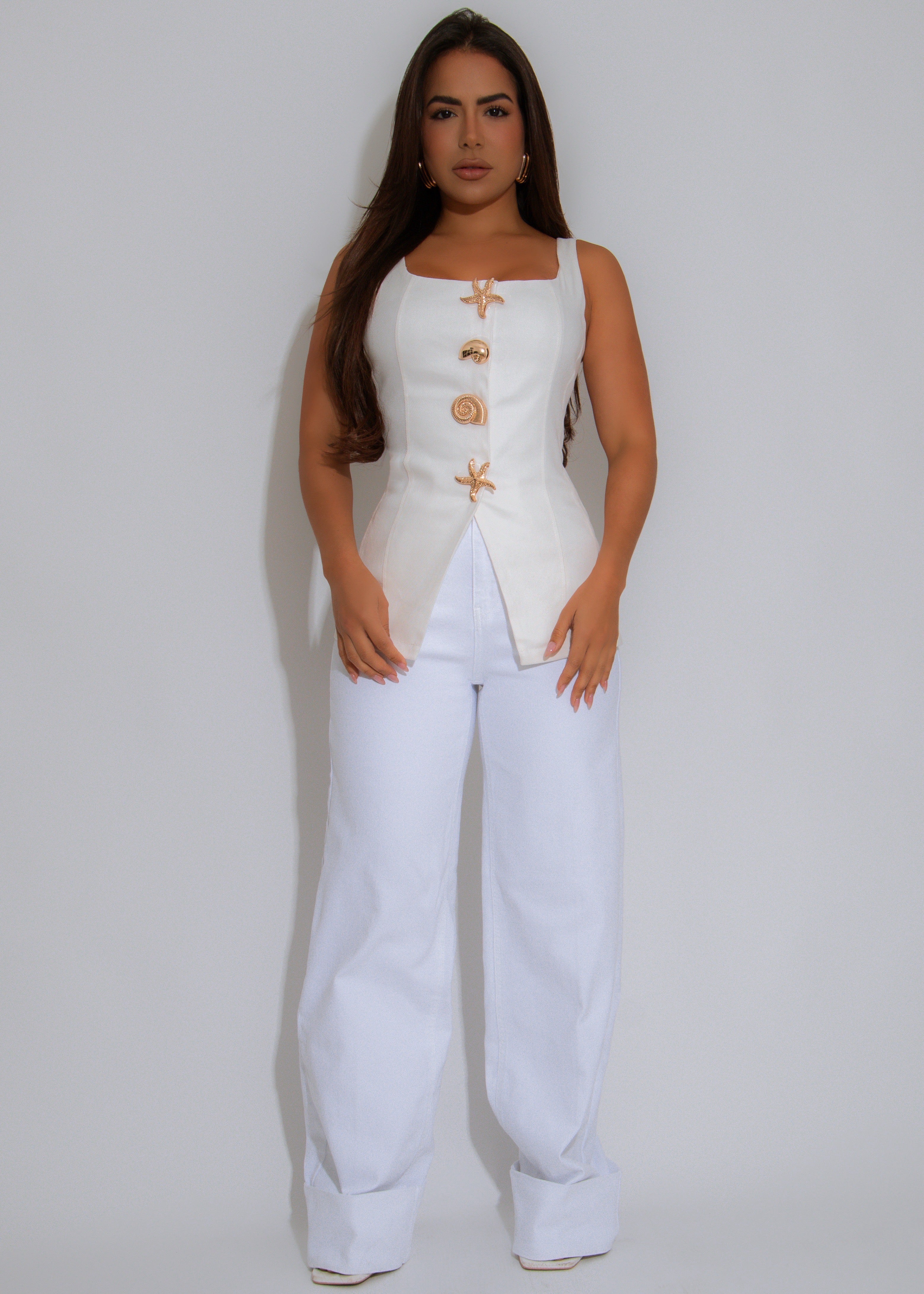 Sea Muse Long Top White