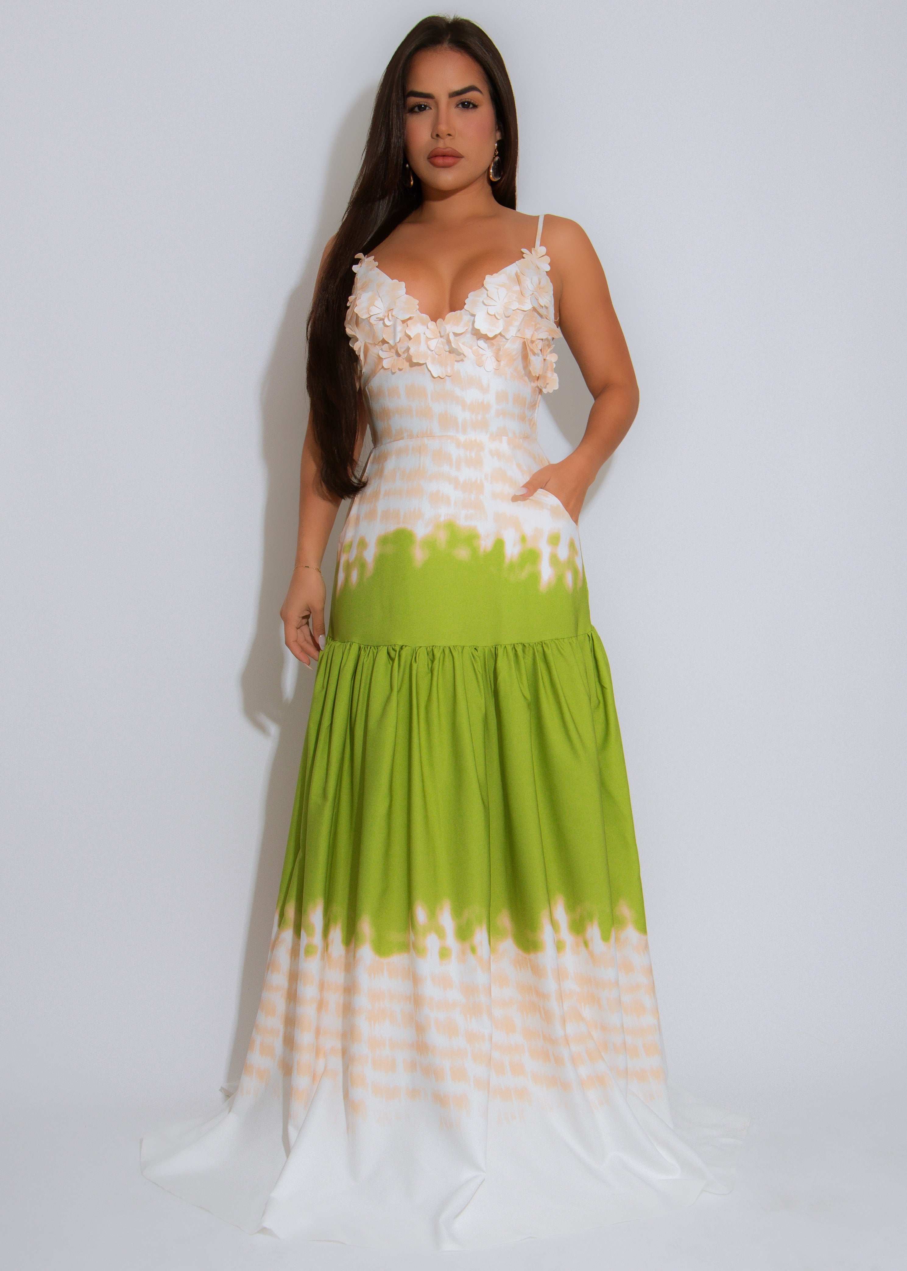 The Capri Blossom Maxi Dress Green