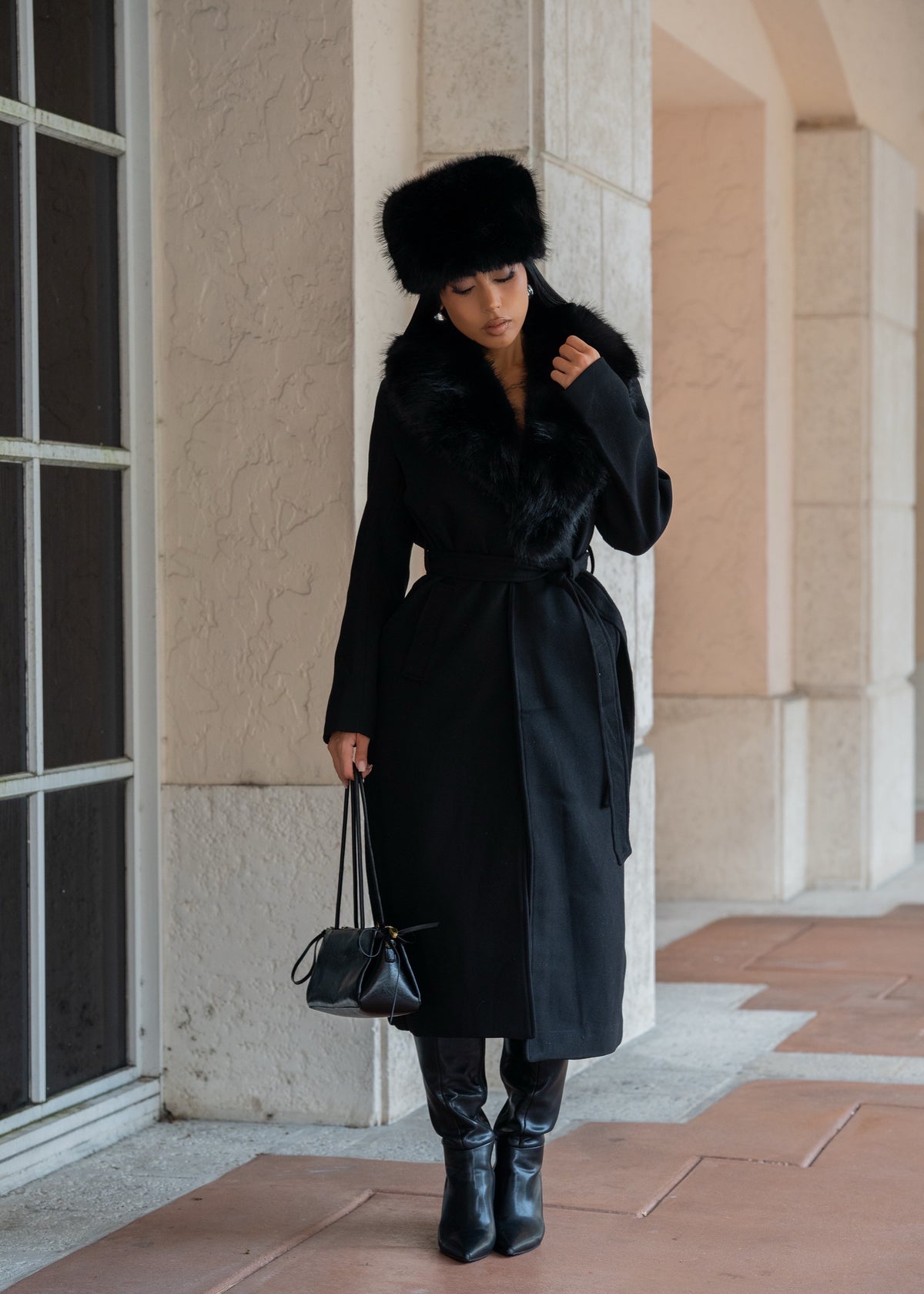 Luxury Addiction Faux Fur Coat Black