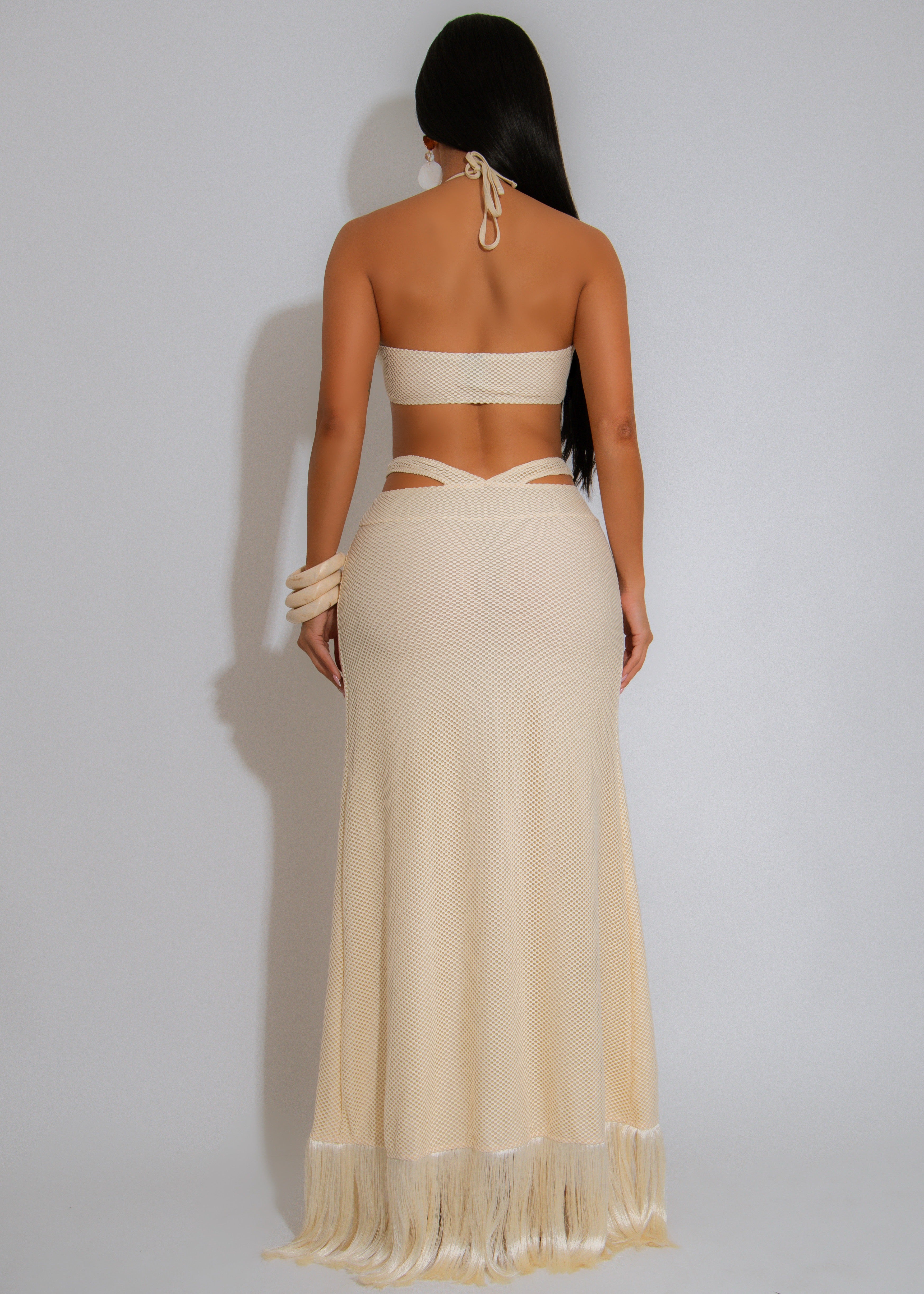 Siren’s Whisper Shell Maxi Dress Nude