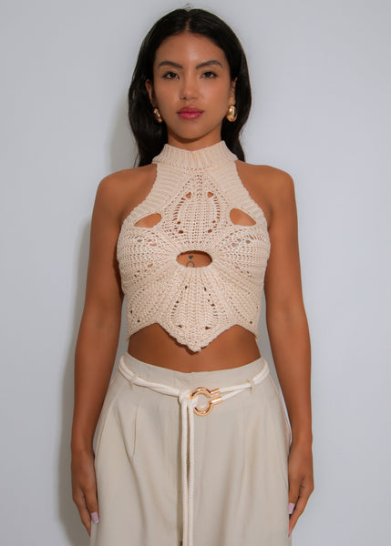 Bloom Bound Floral Crochet Crop Top Nude – Diva Boutique Online