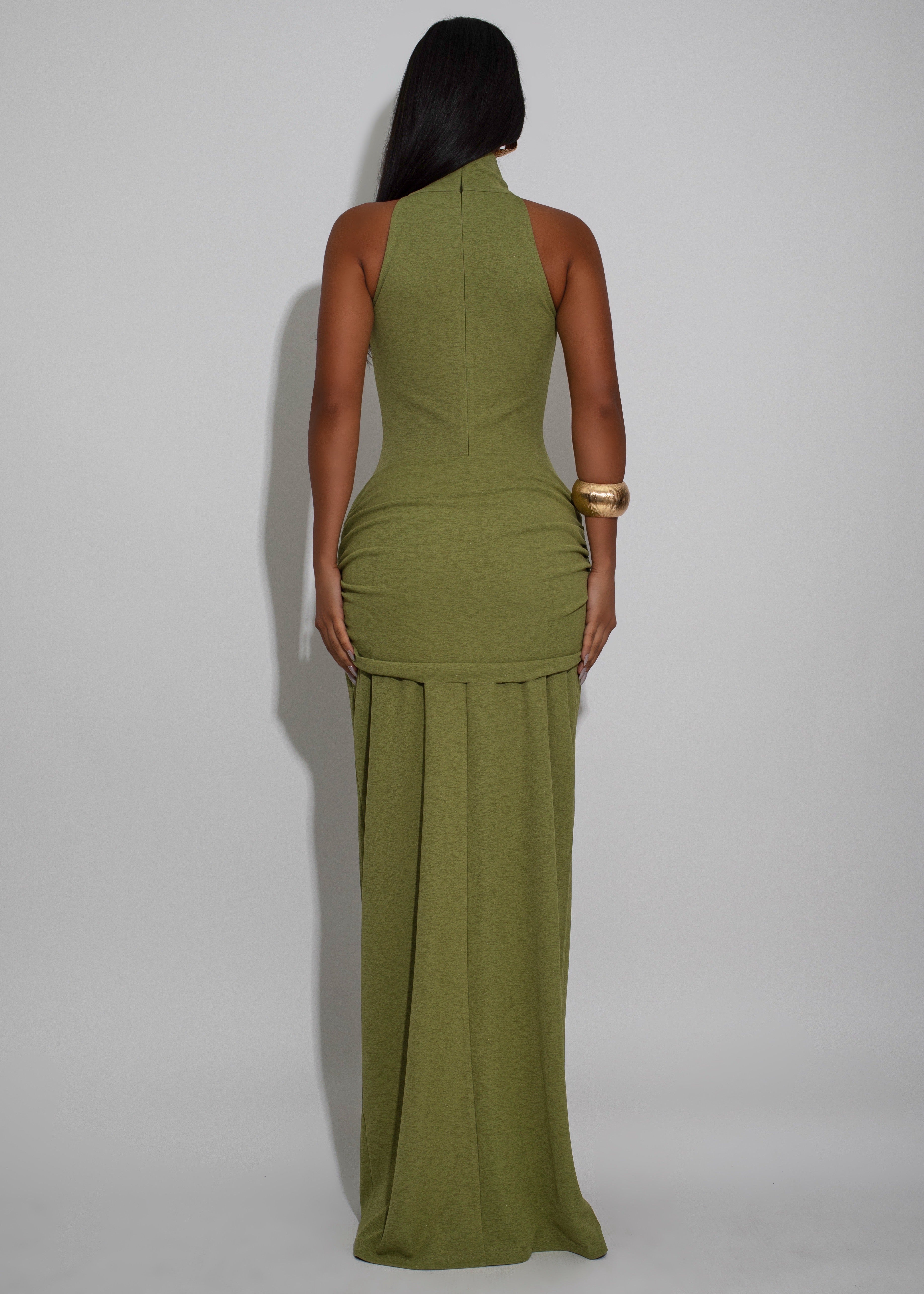 Soft Rhythm Ruched Maxi Dress Green