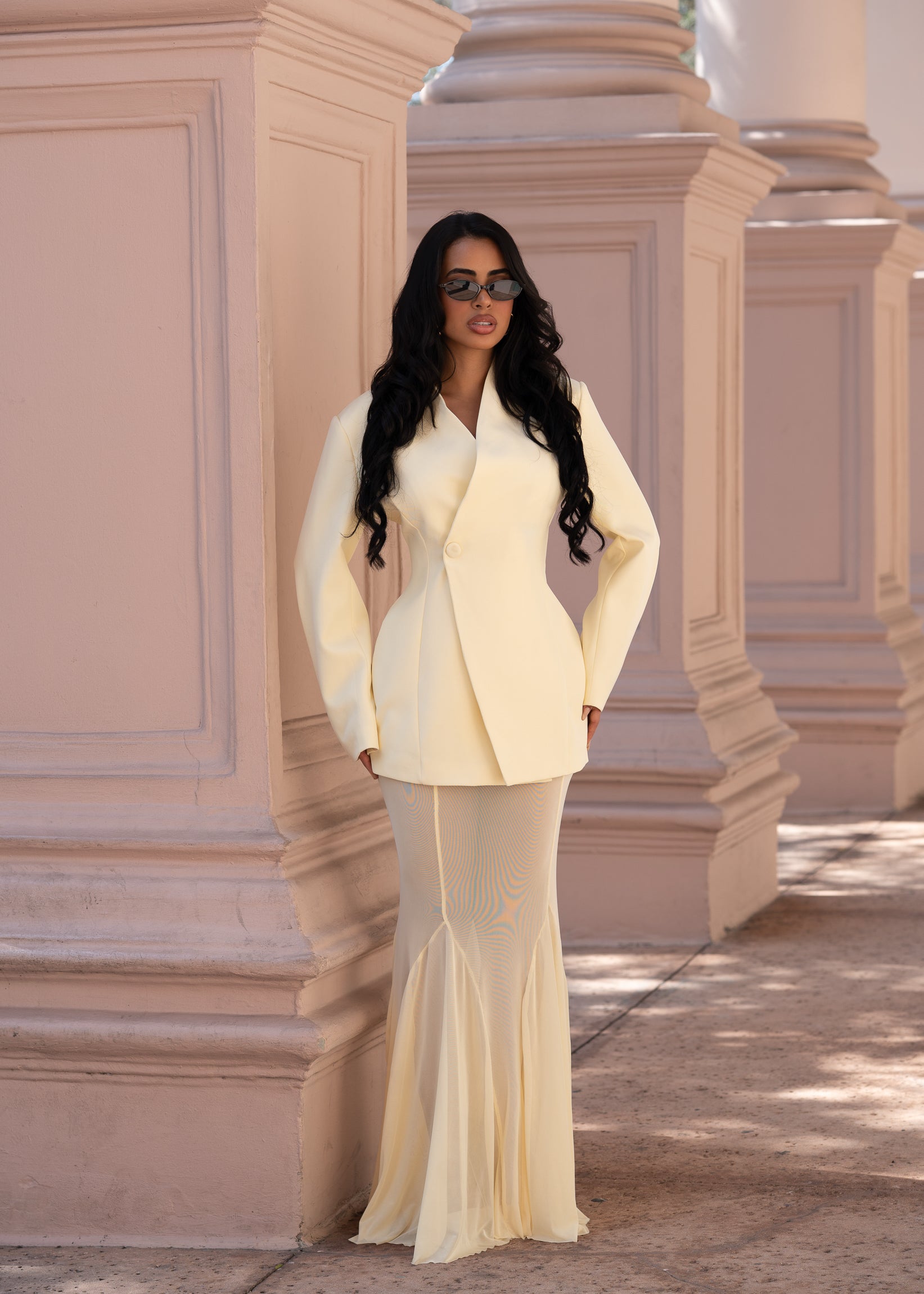 Luxe Layers Mesh Skirt Set Yellow