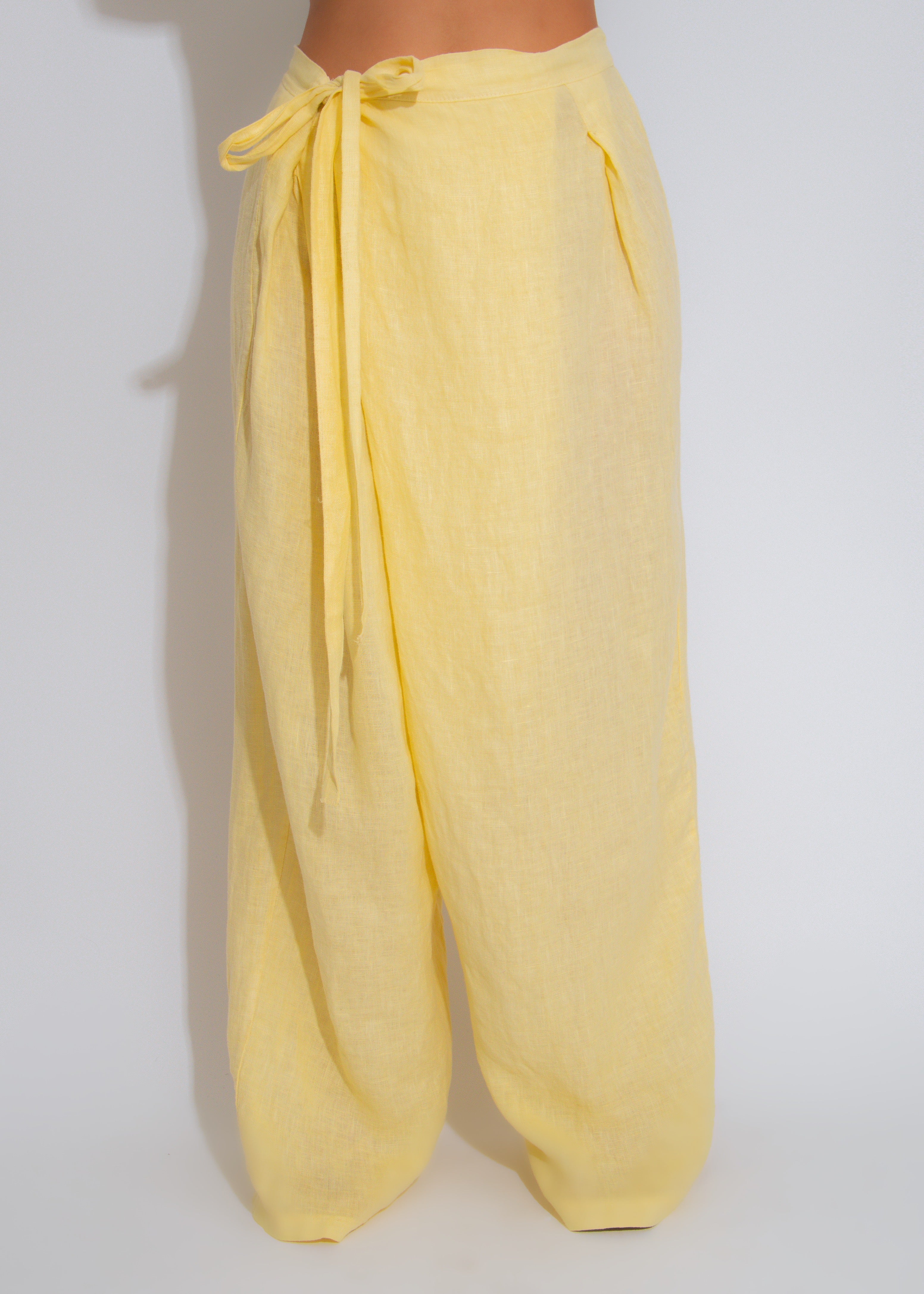 Coastal Calm Linen Pants Yellow