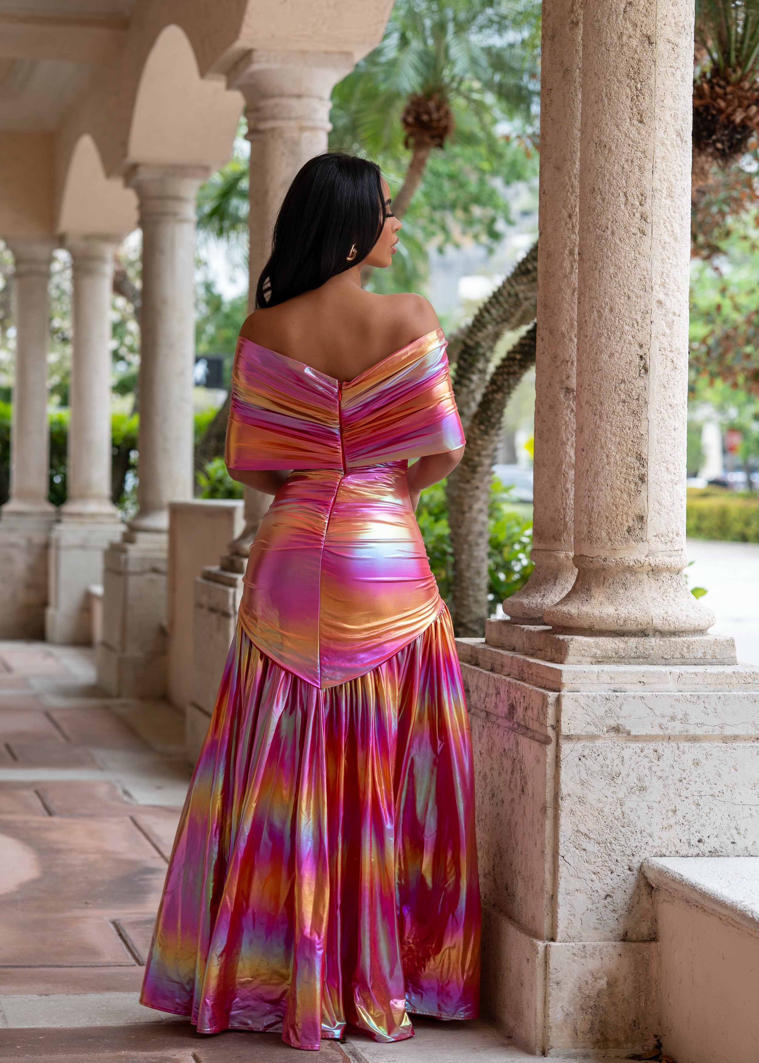 Ocean Spell Ruched Maxi Dress Pink