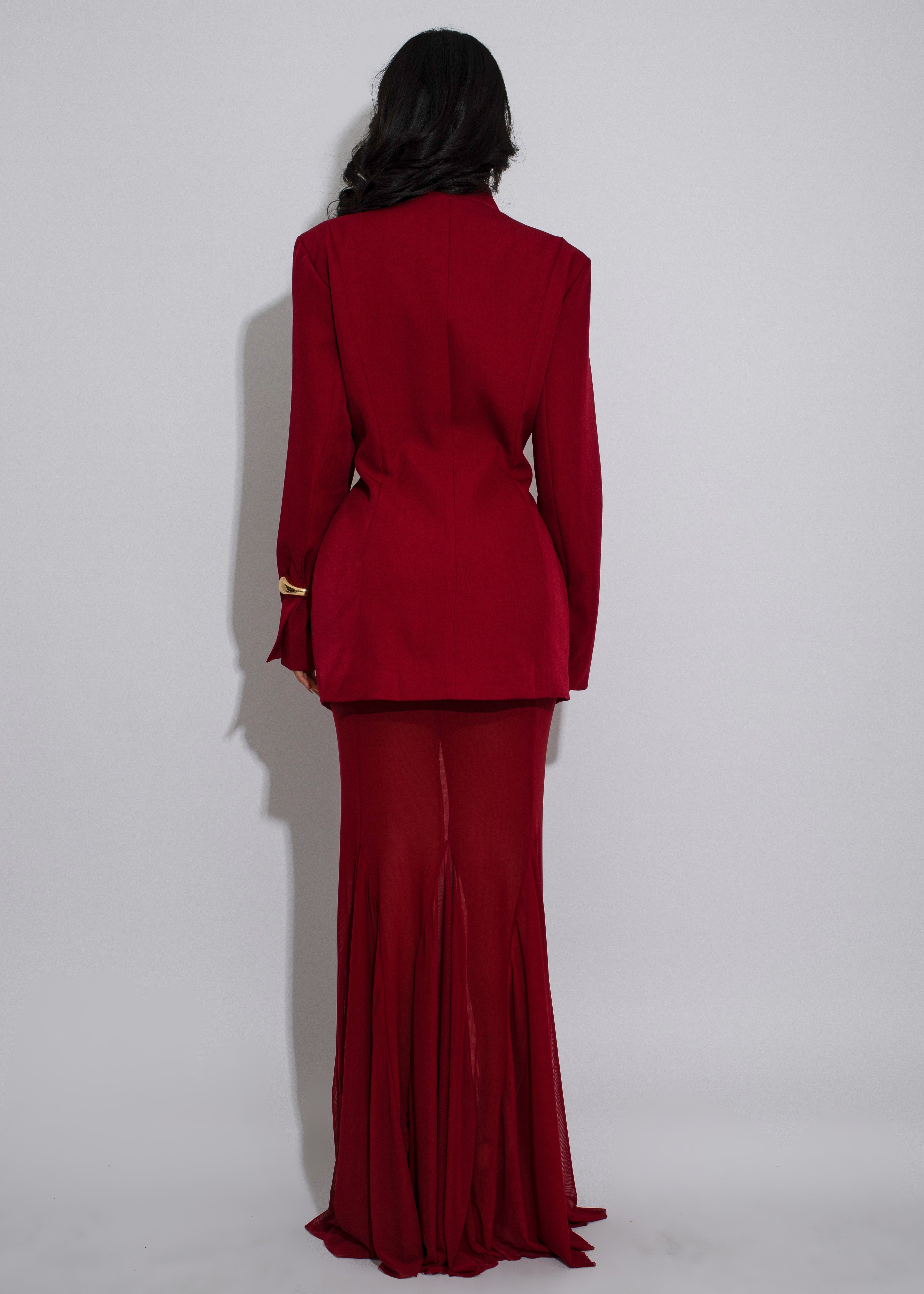 Luxe Layers Mesh Skirt Set Red
