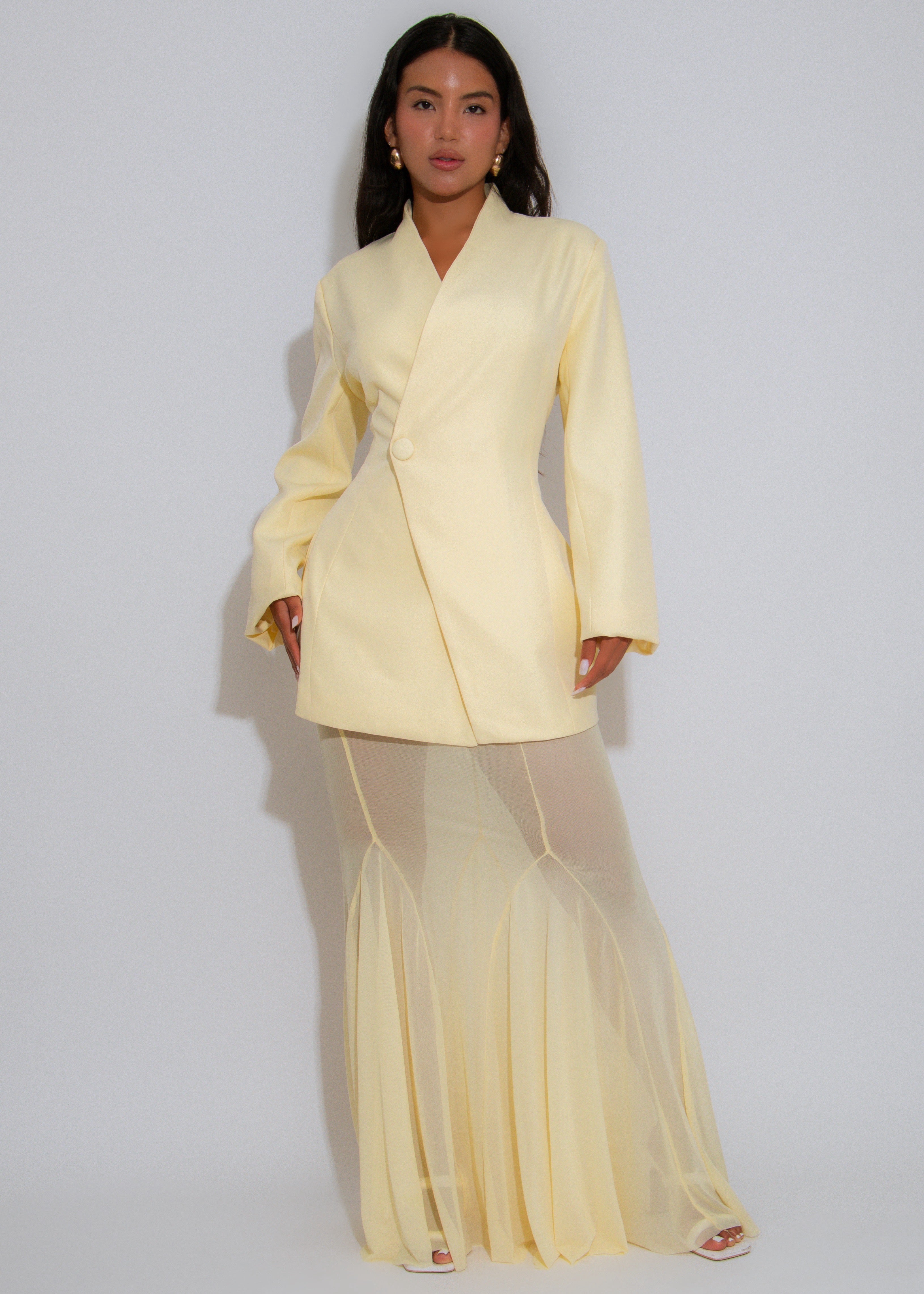 Luxe Layers Mesh Skirt Set Yellow