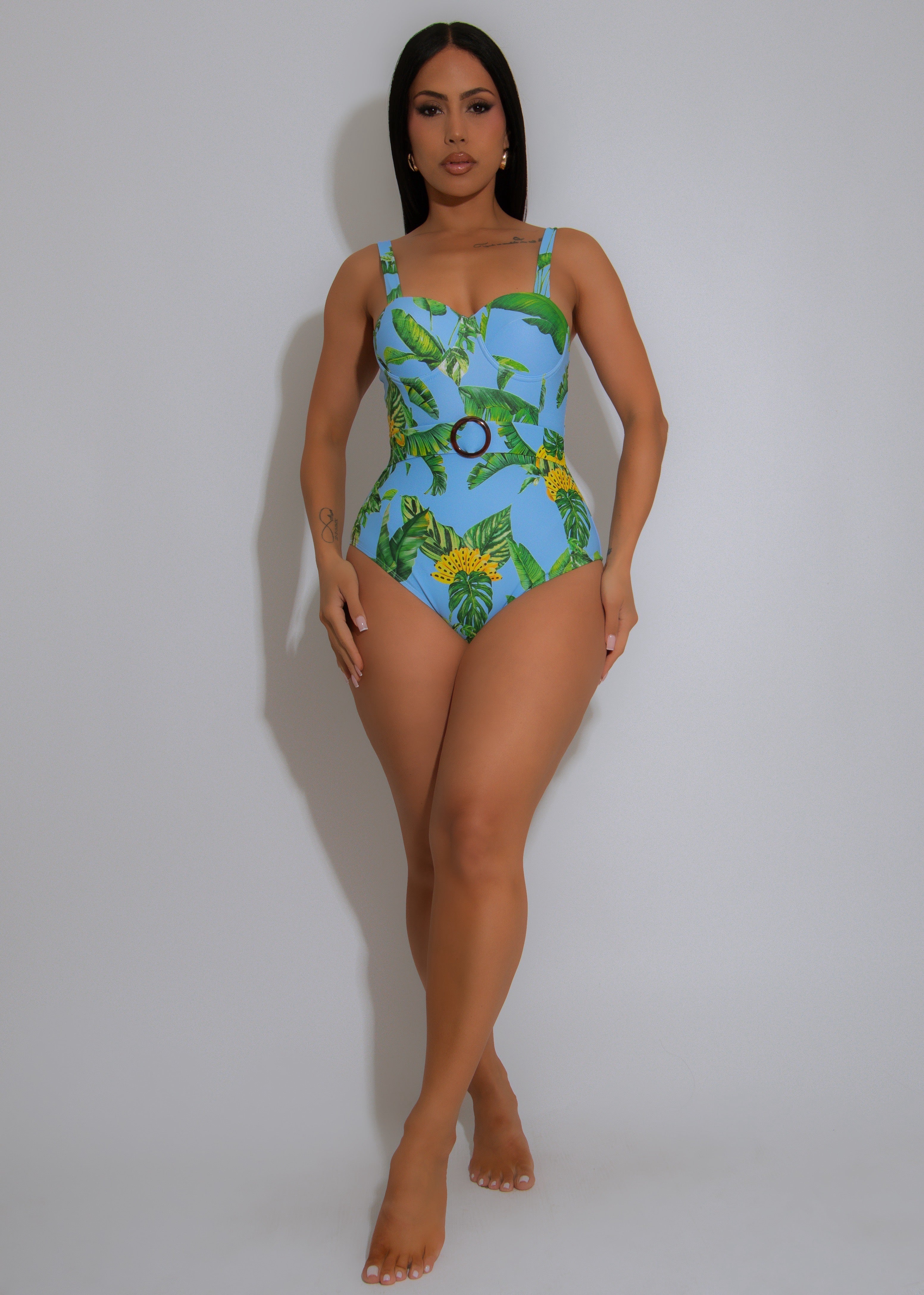 Tropicana Drift Floral Swimsuit Set Blue