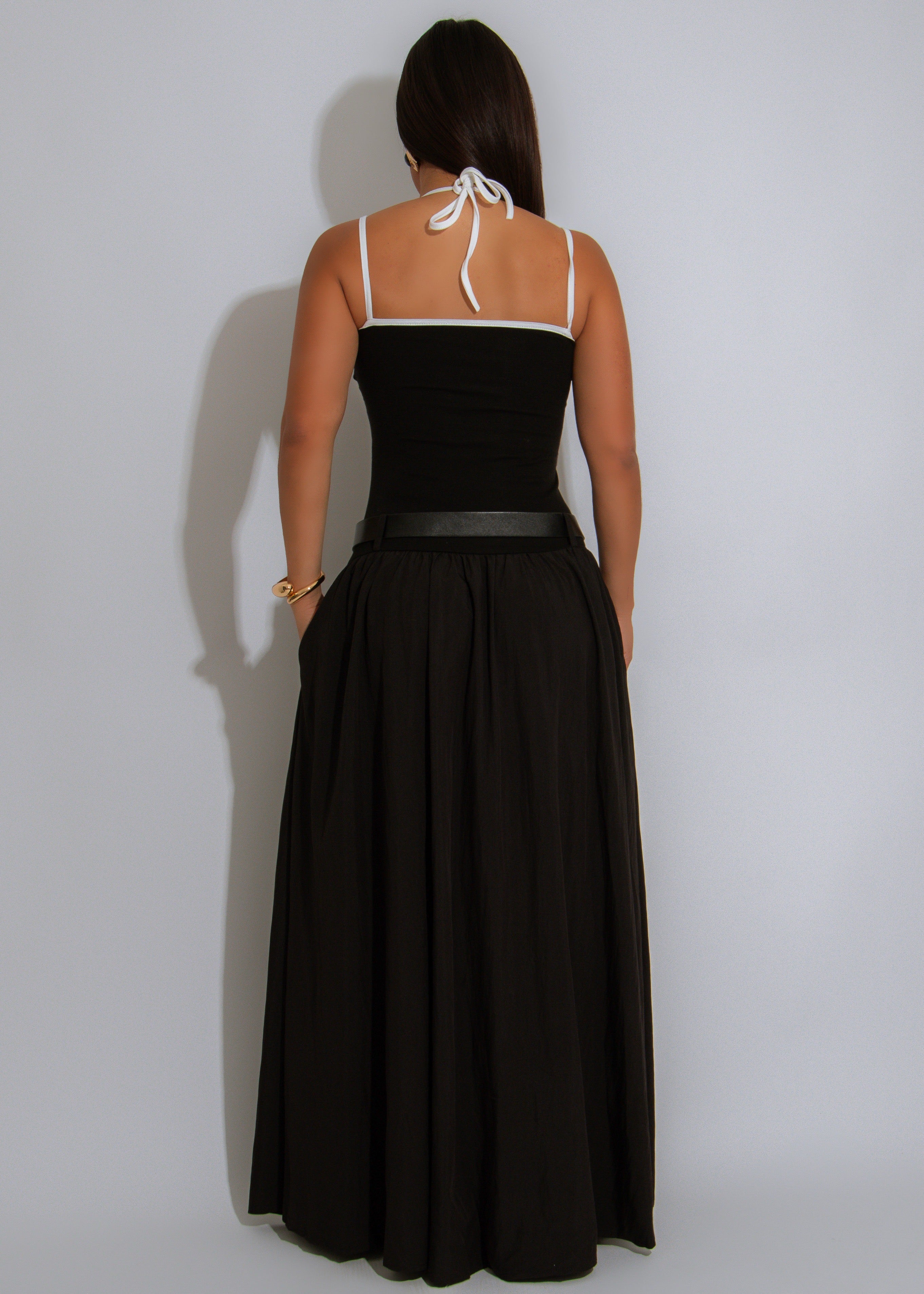 Terrain Tempo Ruched Ribbed Maxi Dress Black