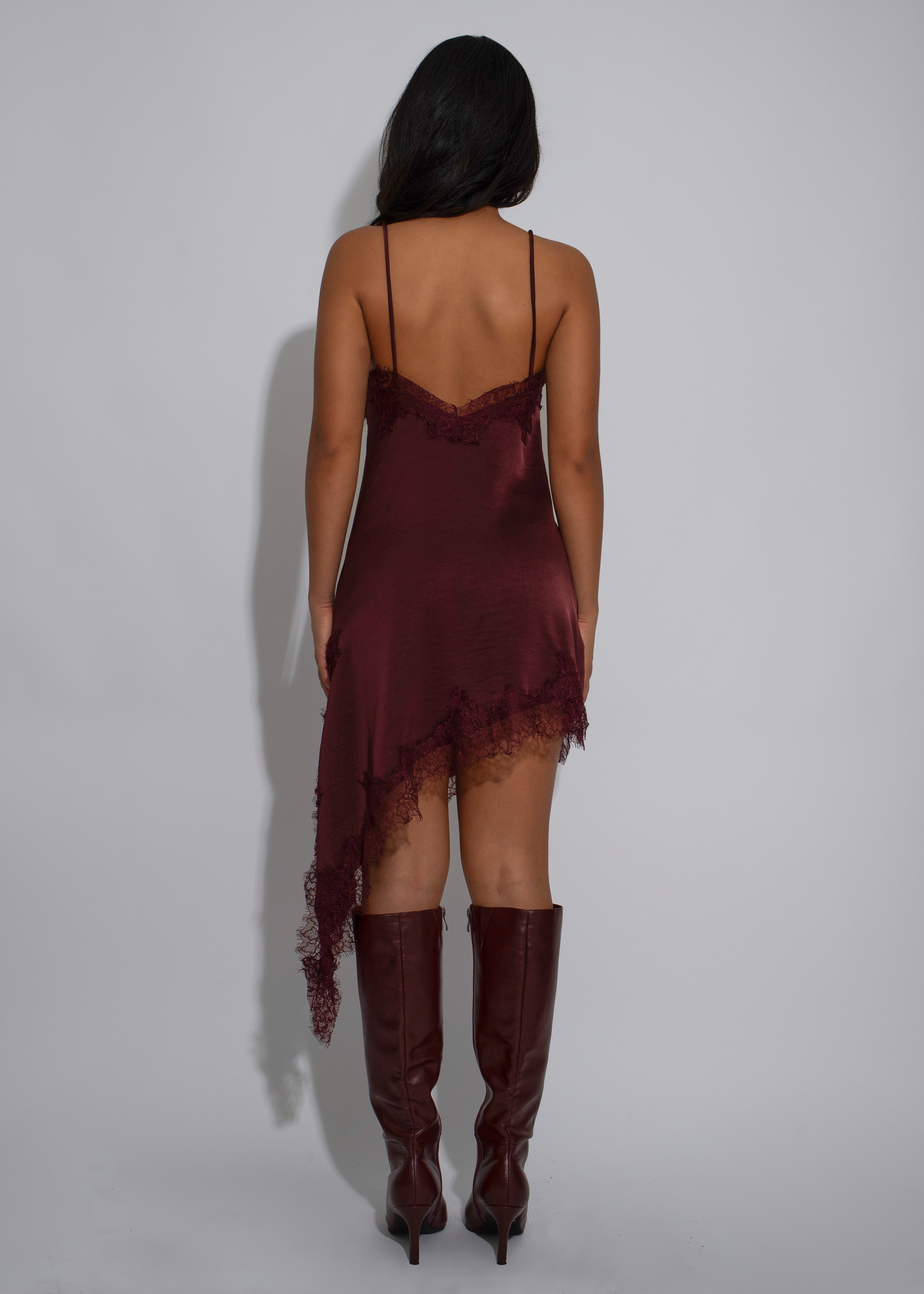 Rosette Drift Lace Mini Dress Red