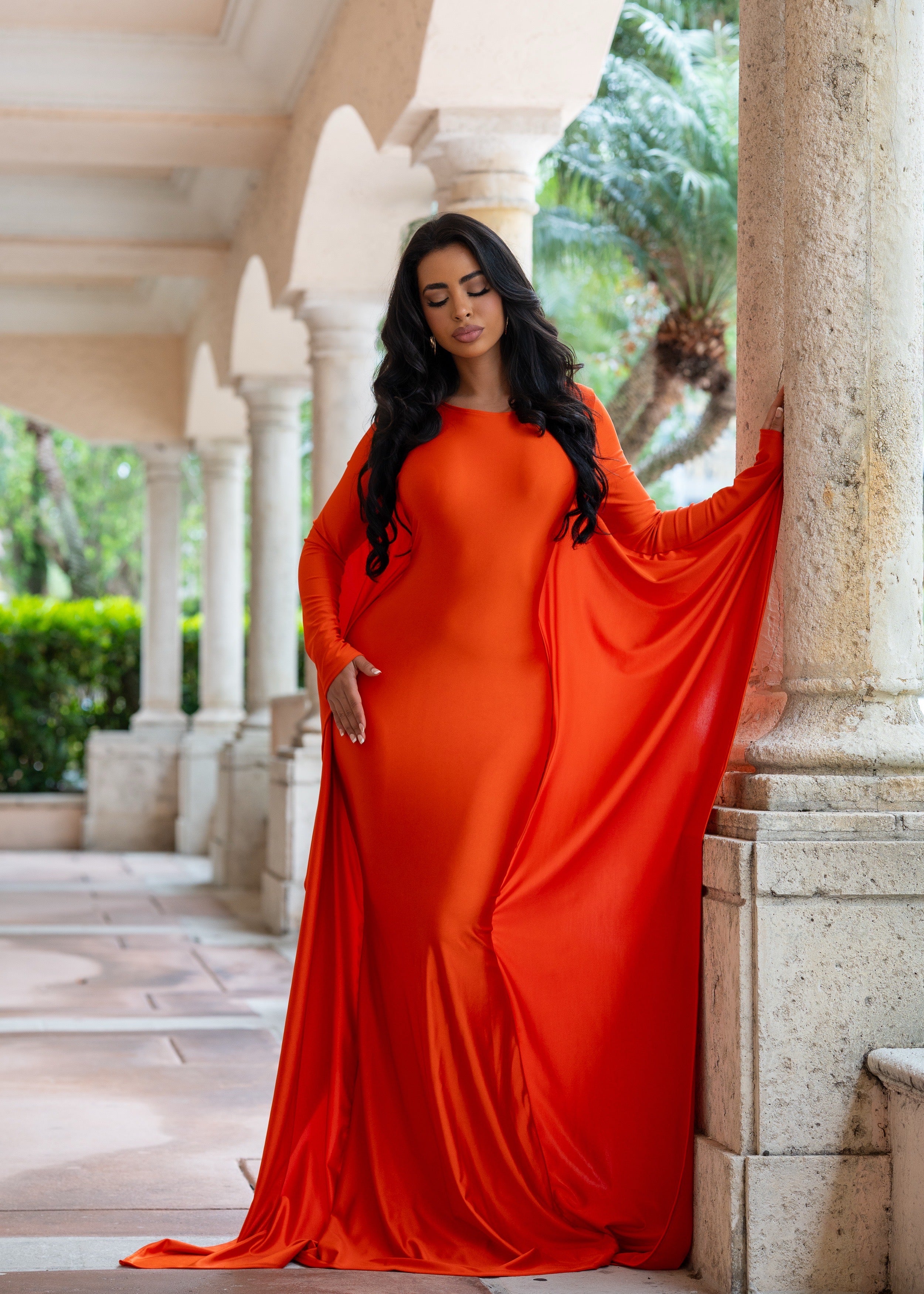 Fluid Elegance Maxi Dress Orange