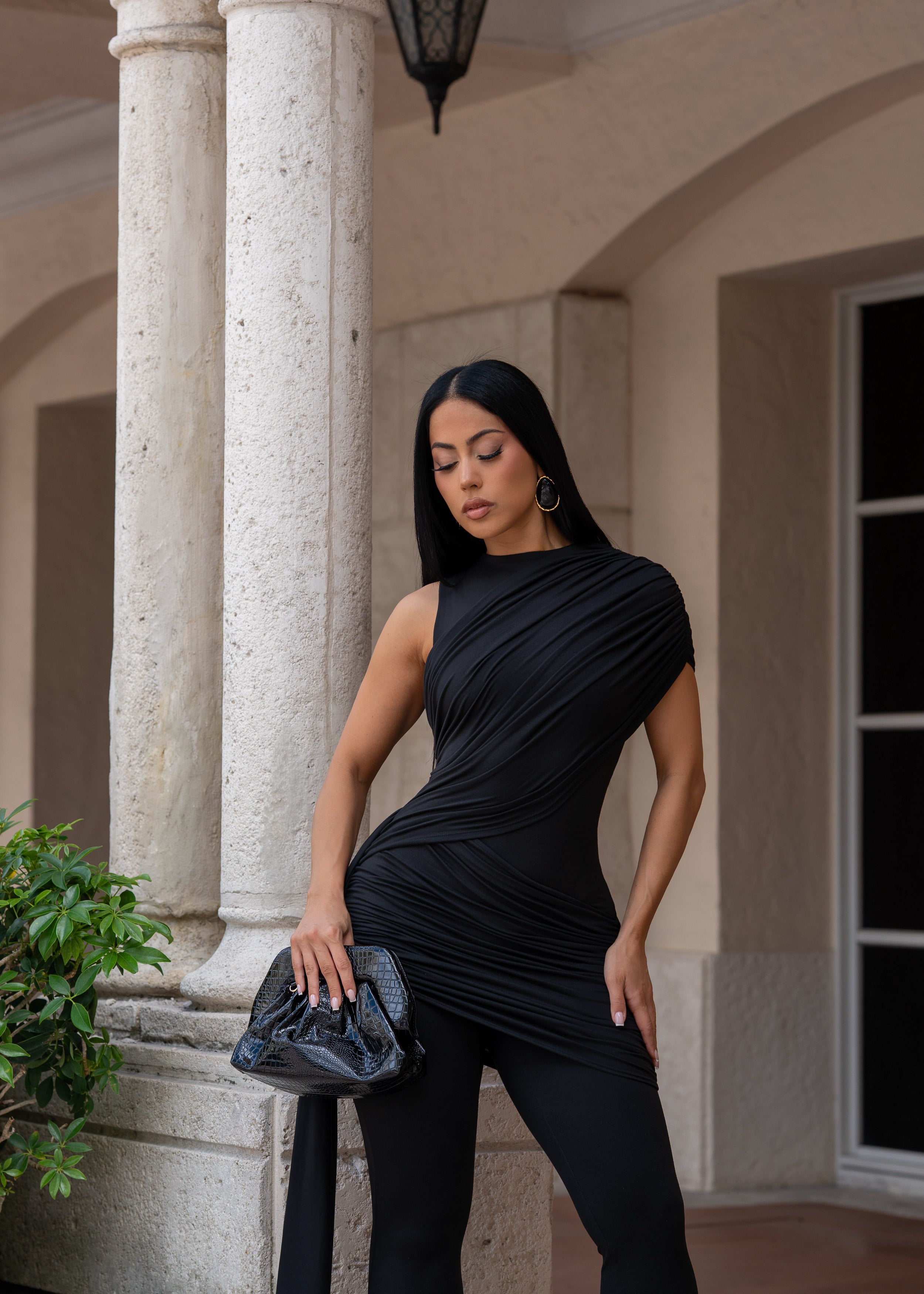 Can’t Blend In Ruched Jumpsuit Black