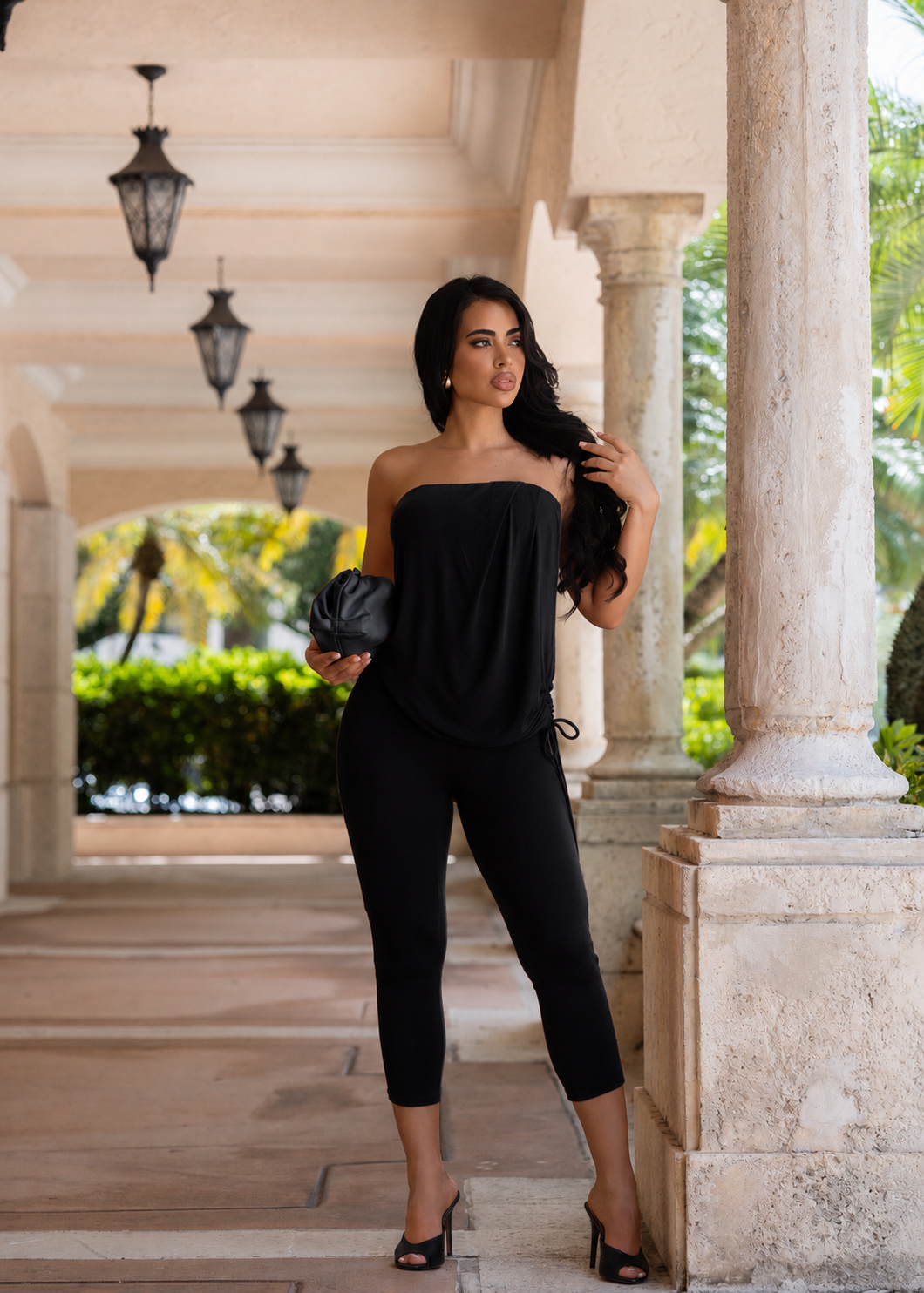Sin After Sunset Ruched Capri Black