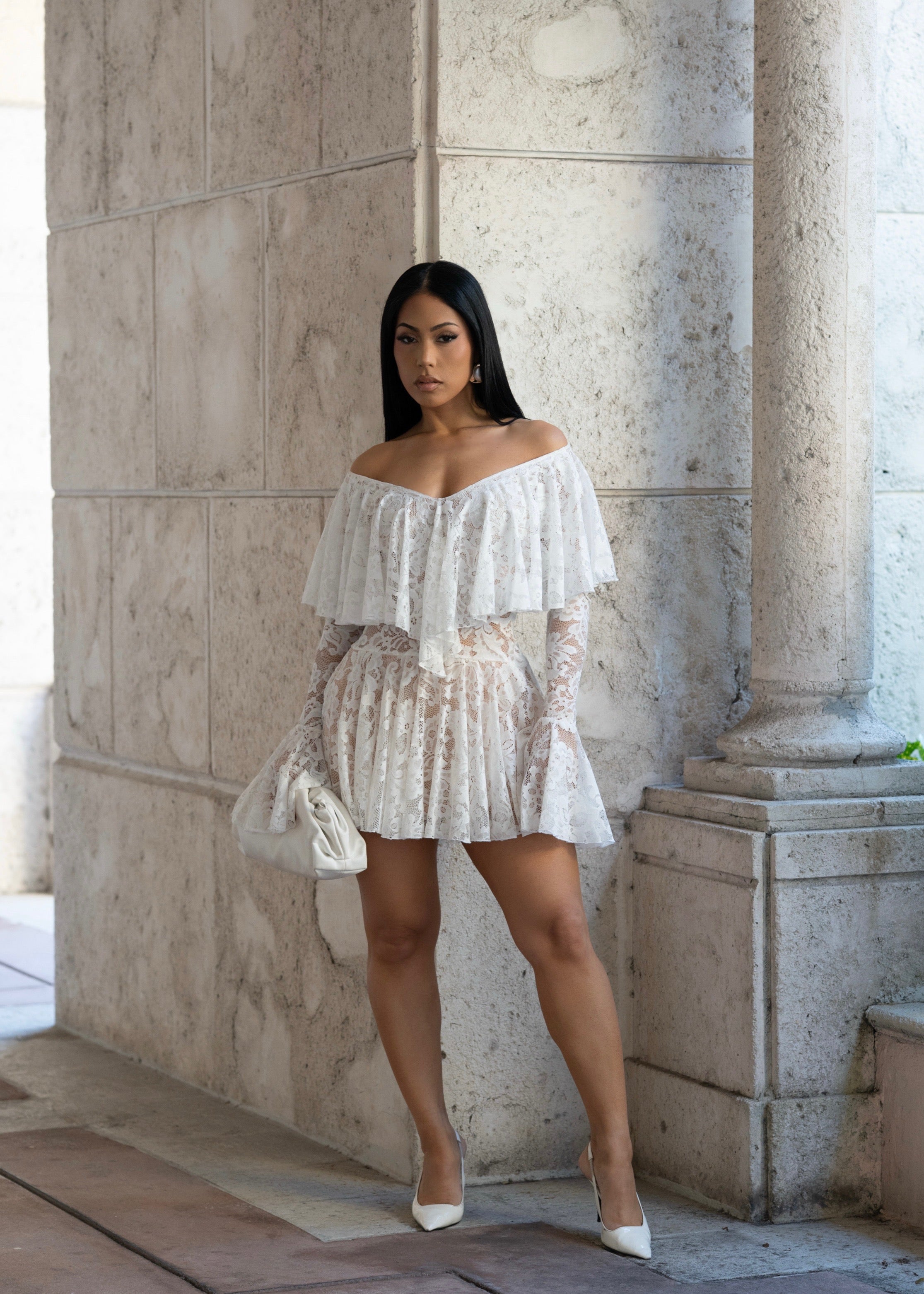 Angelic Desire Lace Mini Dress White
