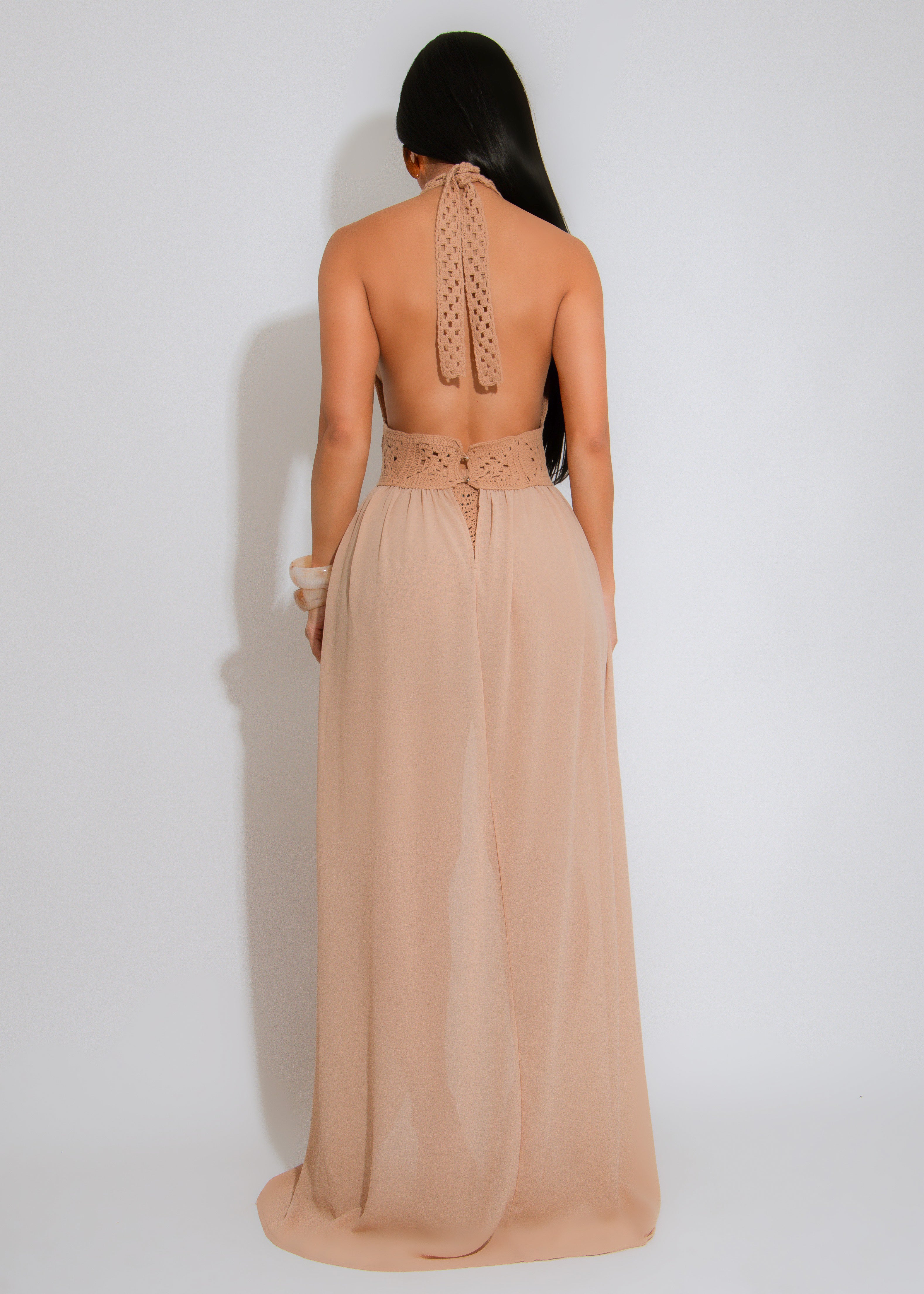 Oasis Mirage Crochet Mesh Short Set Nude