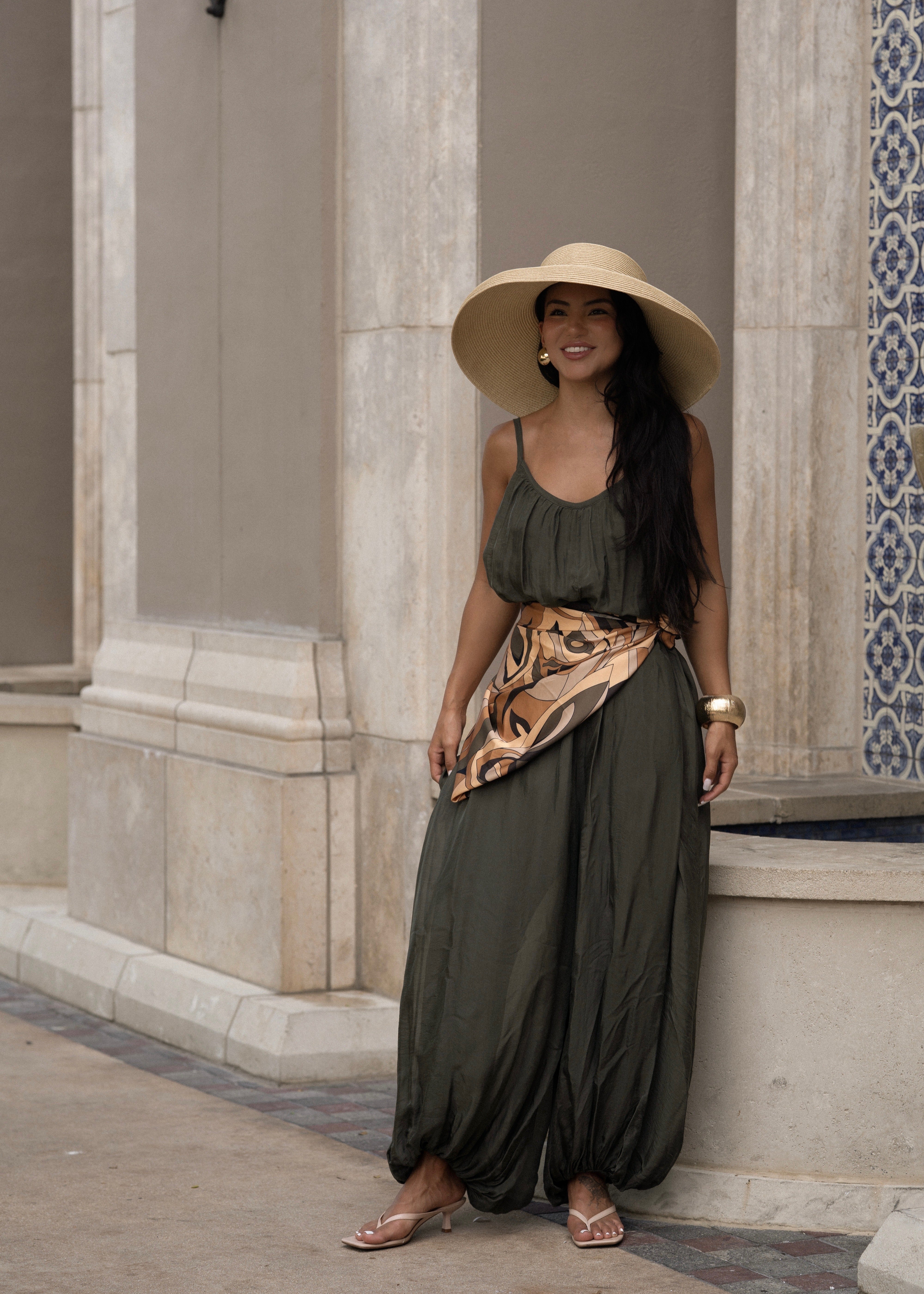 Effortless Essence Ruched Jumpsuit Green