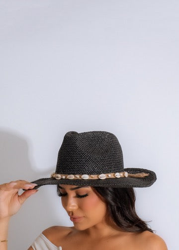 Seaside Escape Hat in Black, perfect for sun protection and beach vacations