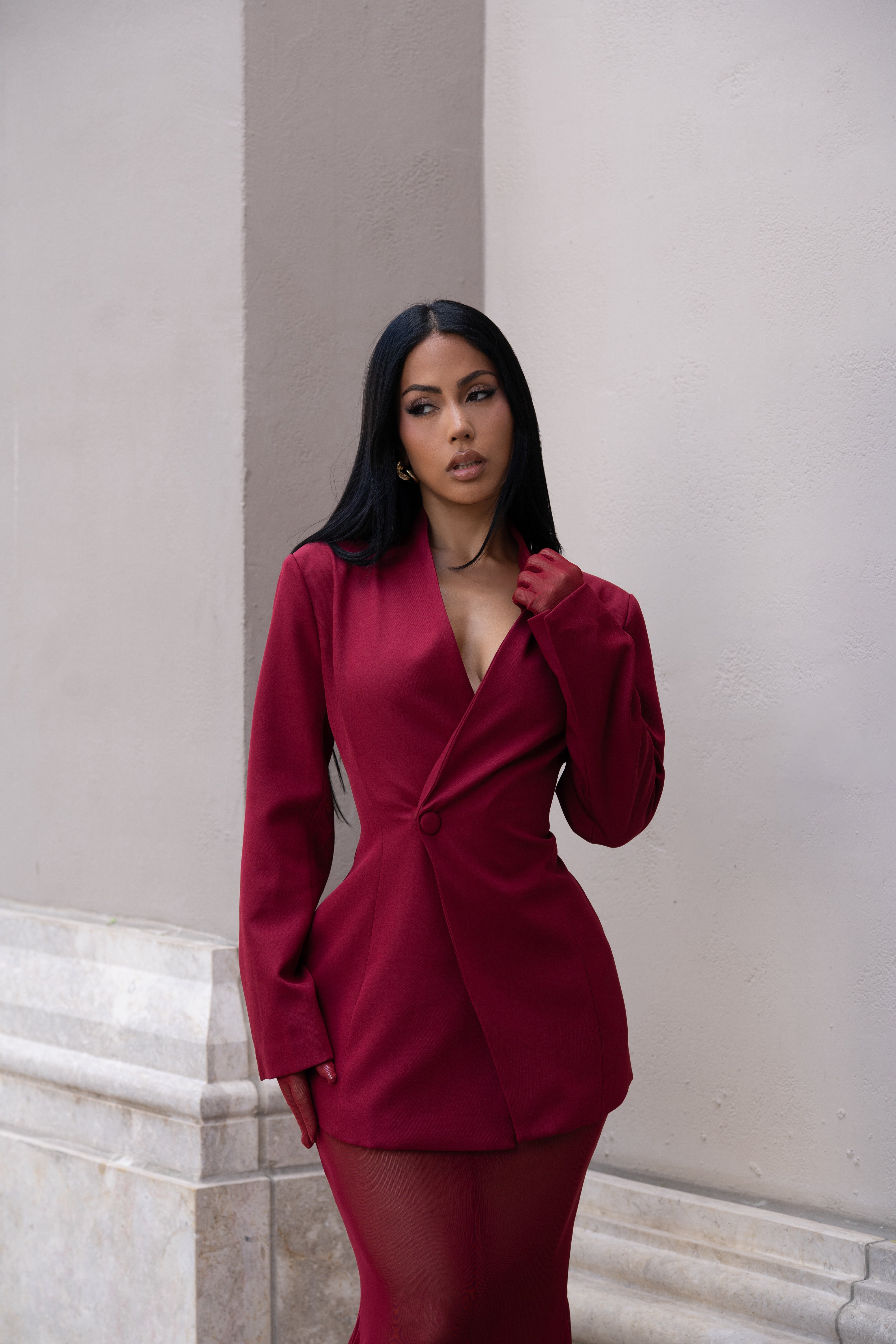 Luxe Layers Mesh Skirt Set Red