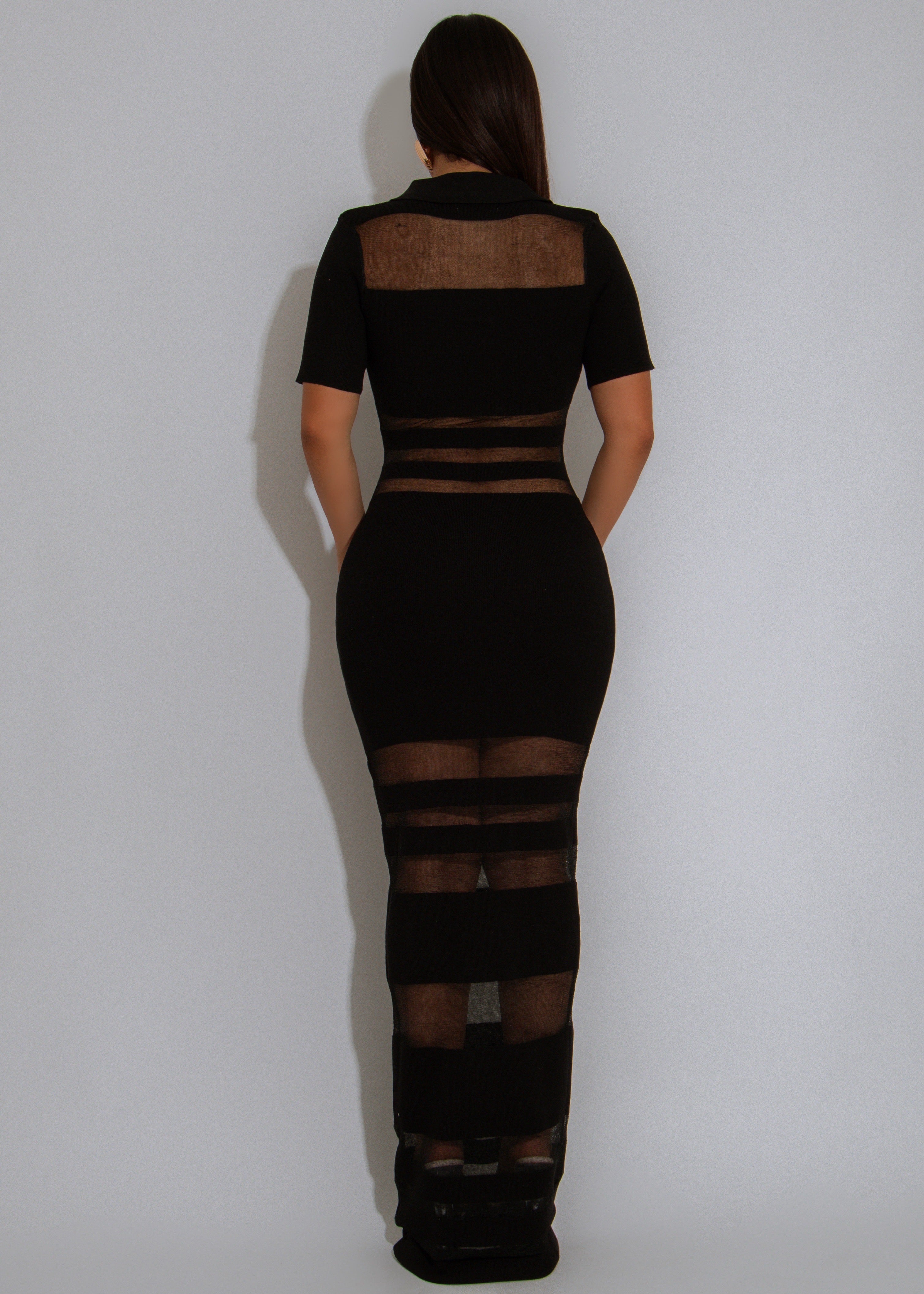 Modern Motion Mesh Maxi Dress Black
