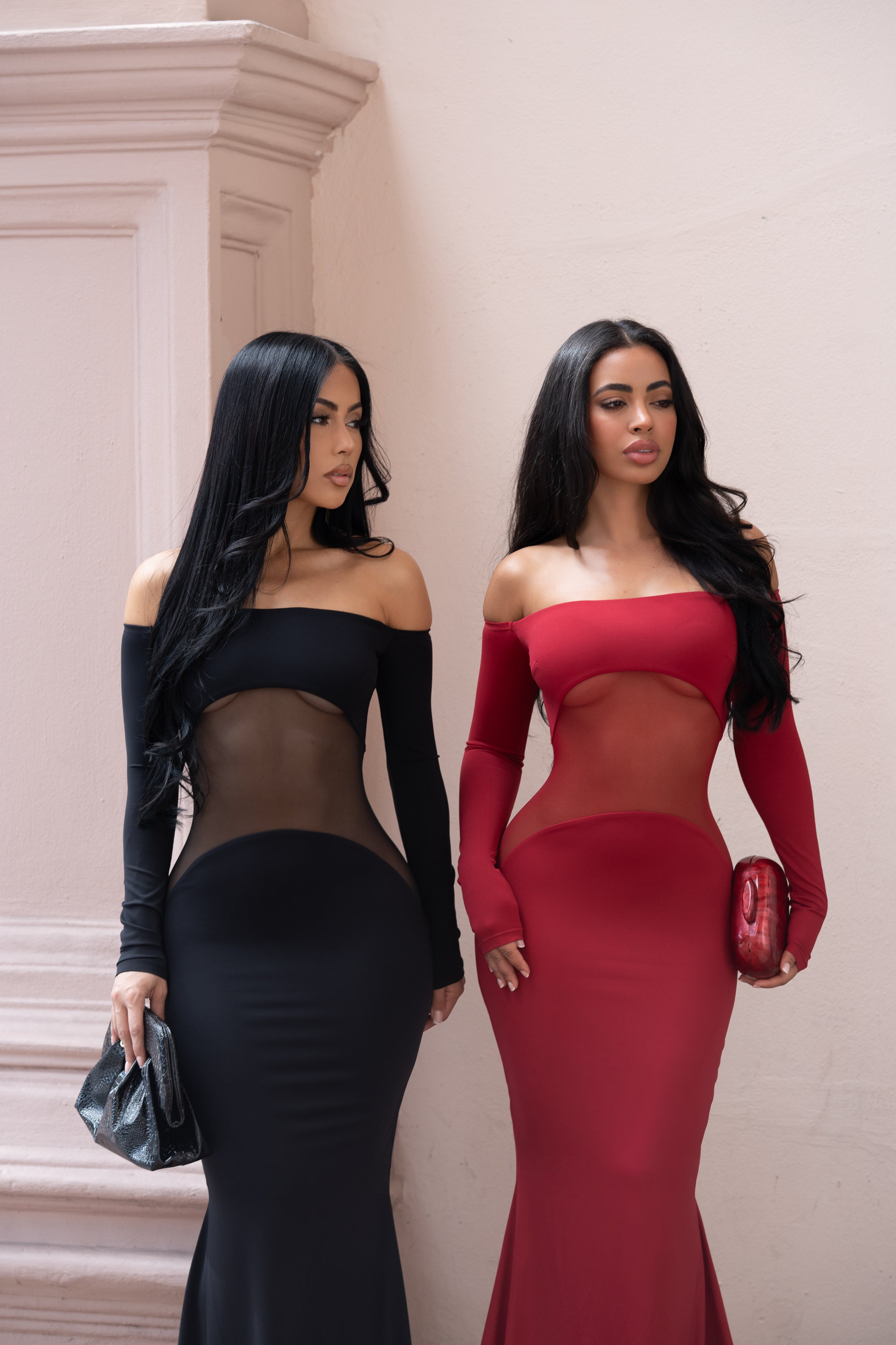 Aura Mesh Maxi Dress Red